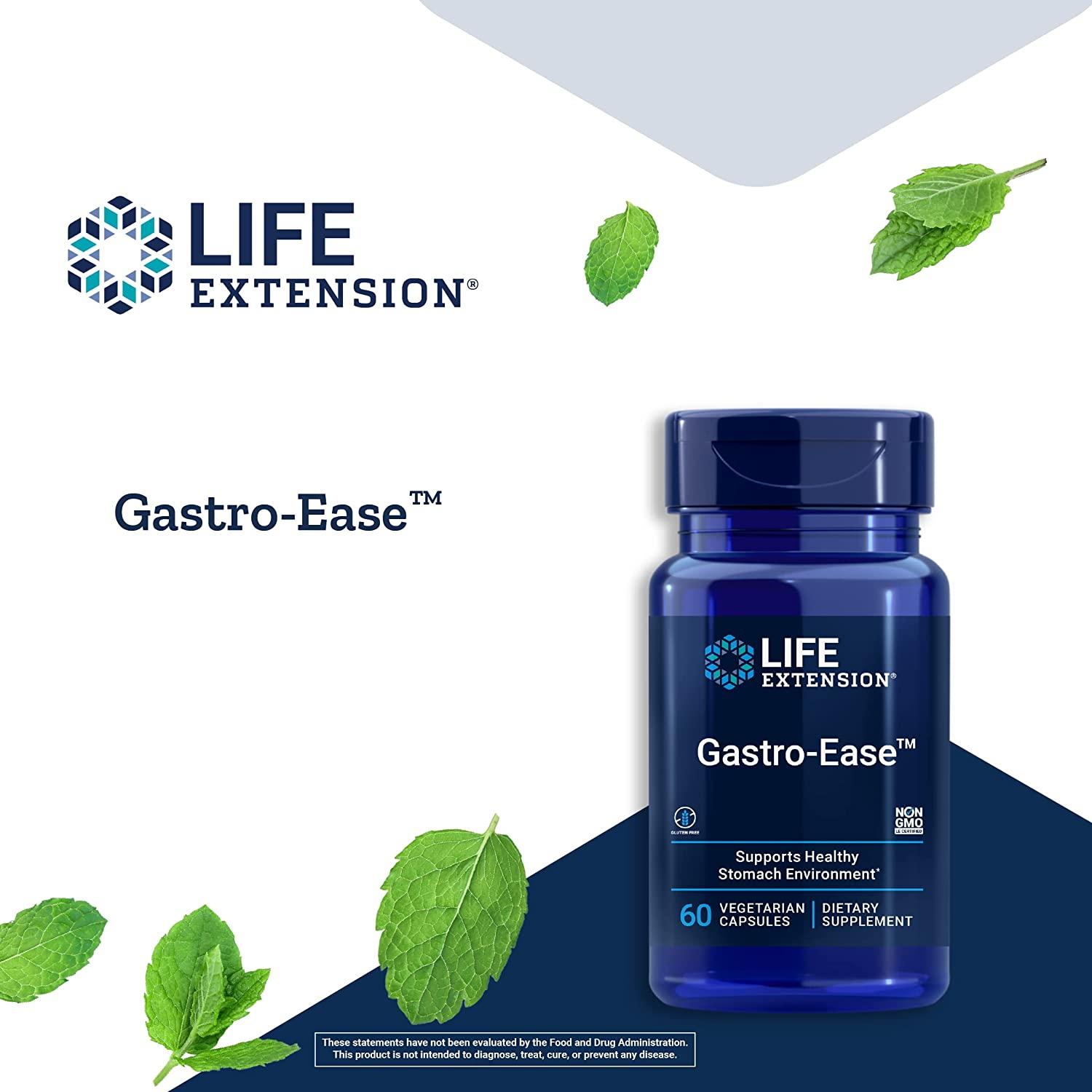Life Extension Gastro-Ease - 60 Vegetarian Capsules for Digestive Health