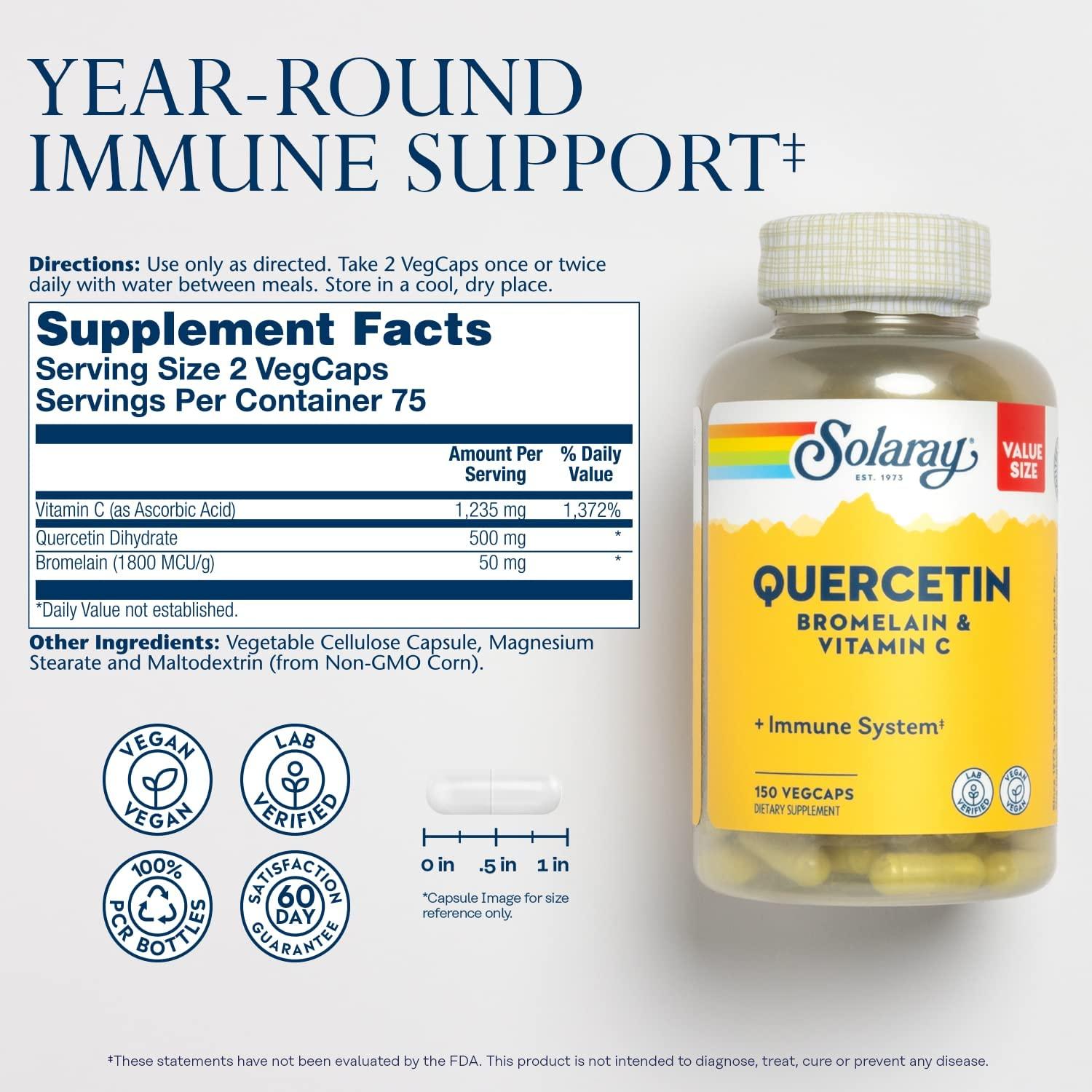 Solaray Quercetin Bromelain & Vitamin C, Immune System, Sinus, Respiratory & Antioxidant