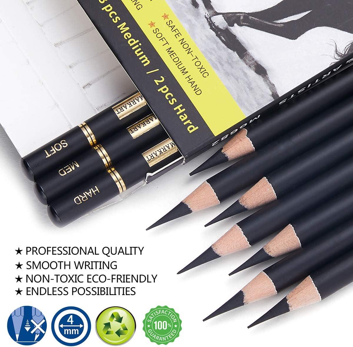 Professional Drawing Set - MARKART 10 Pieces Soft Medium and Hard Charcoal  Pencils for Drawing, Sketching, Shading, Pencils for Beginners & Artists  Black