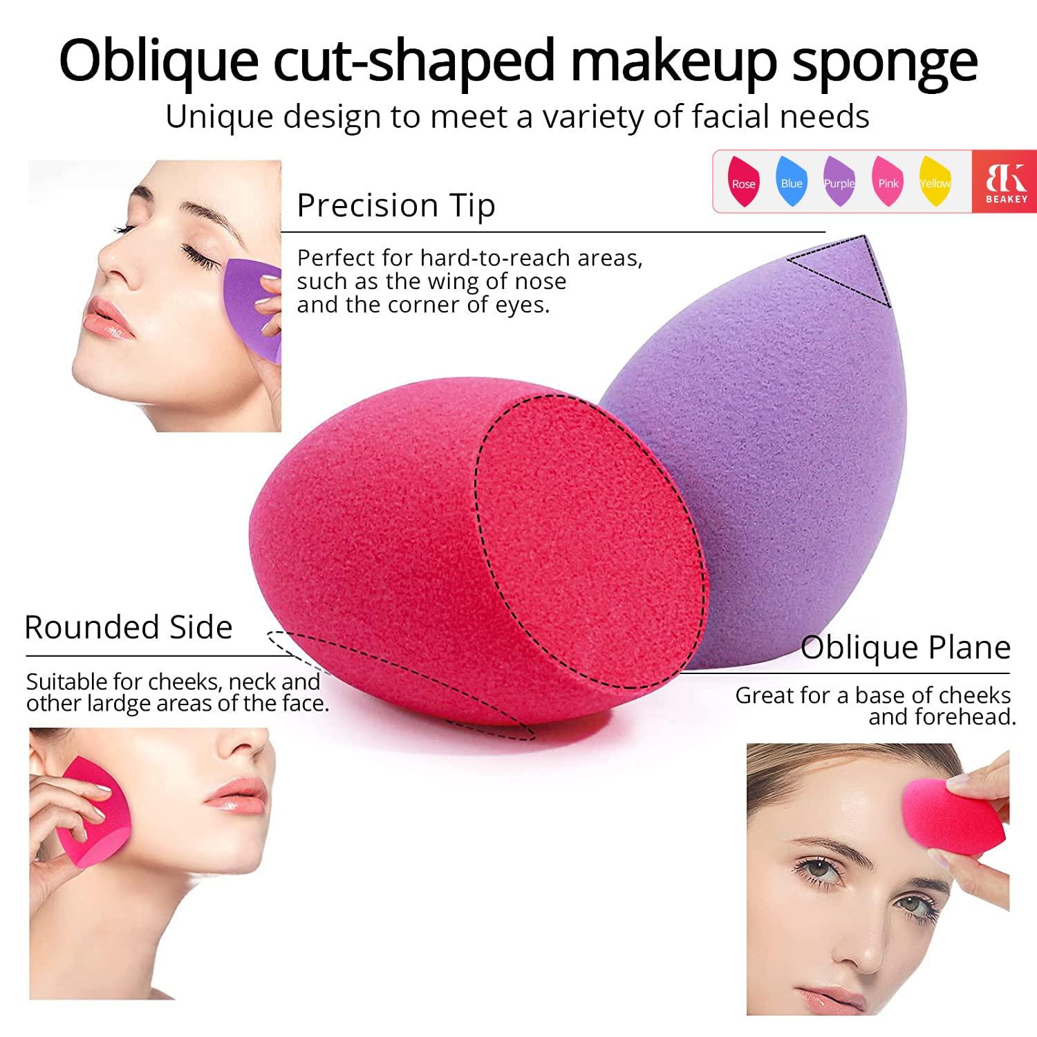 BEAKEY 5 Pcs Oblique Cut Makeup Sponge Set Foundation Blending