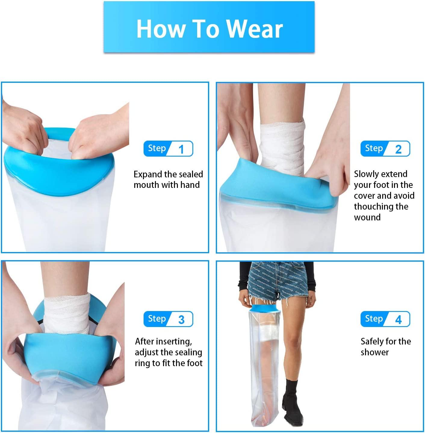 Waterproof Leg Cast Cover for Shower, Adult Full Leg Cast Shower Protector,Soft Comfortable