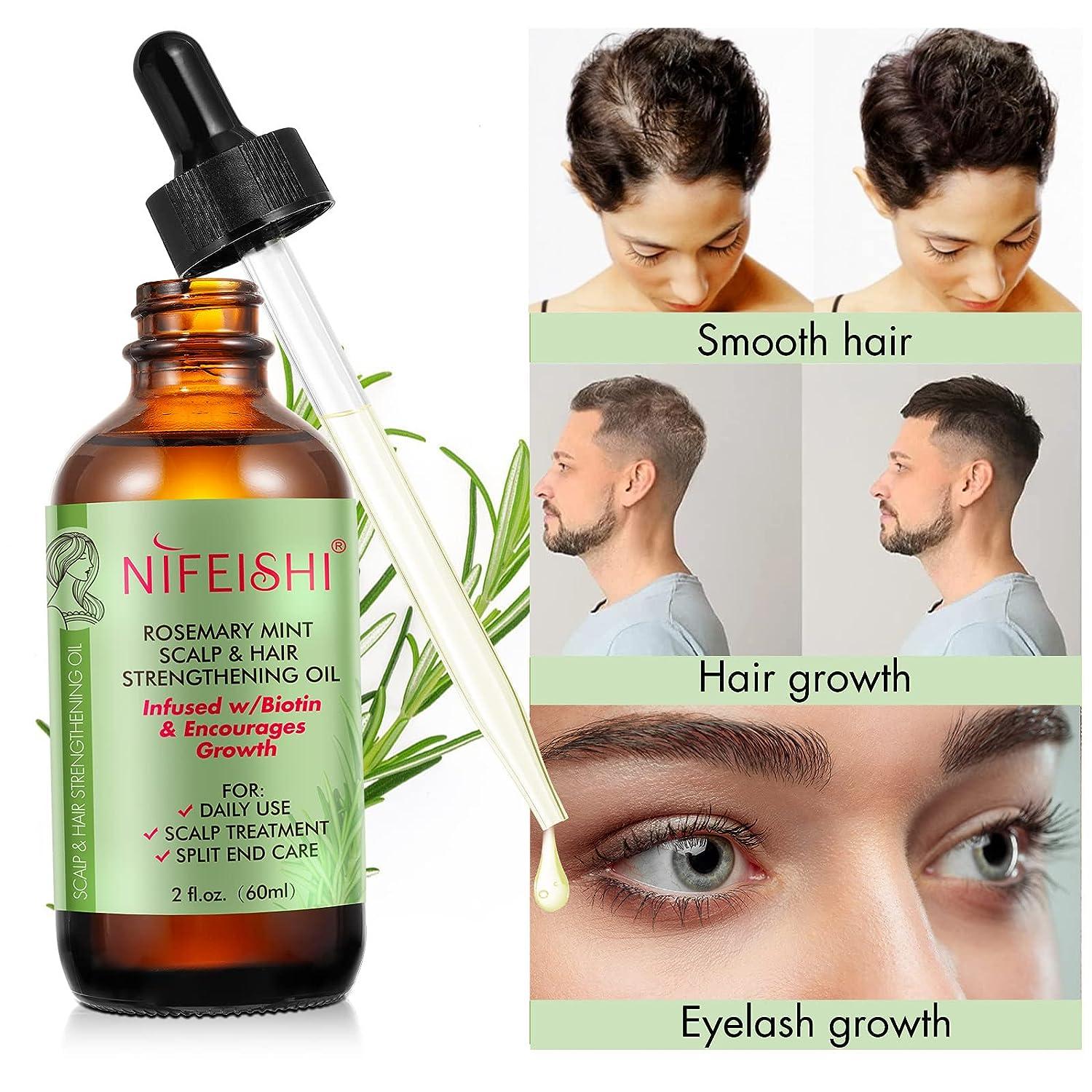 Rosemary Essential Oil (2 fl oz),Rosemary Oil for Hair Growth & Skin  Care,Dry Scalp Treatment, Hair Growth Serum for Hair,Organic Hair Oil