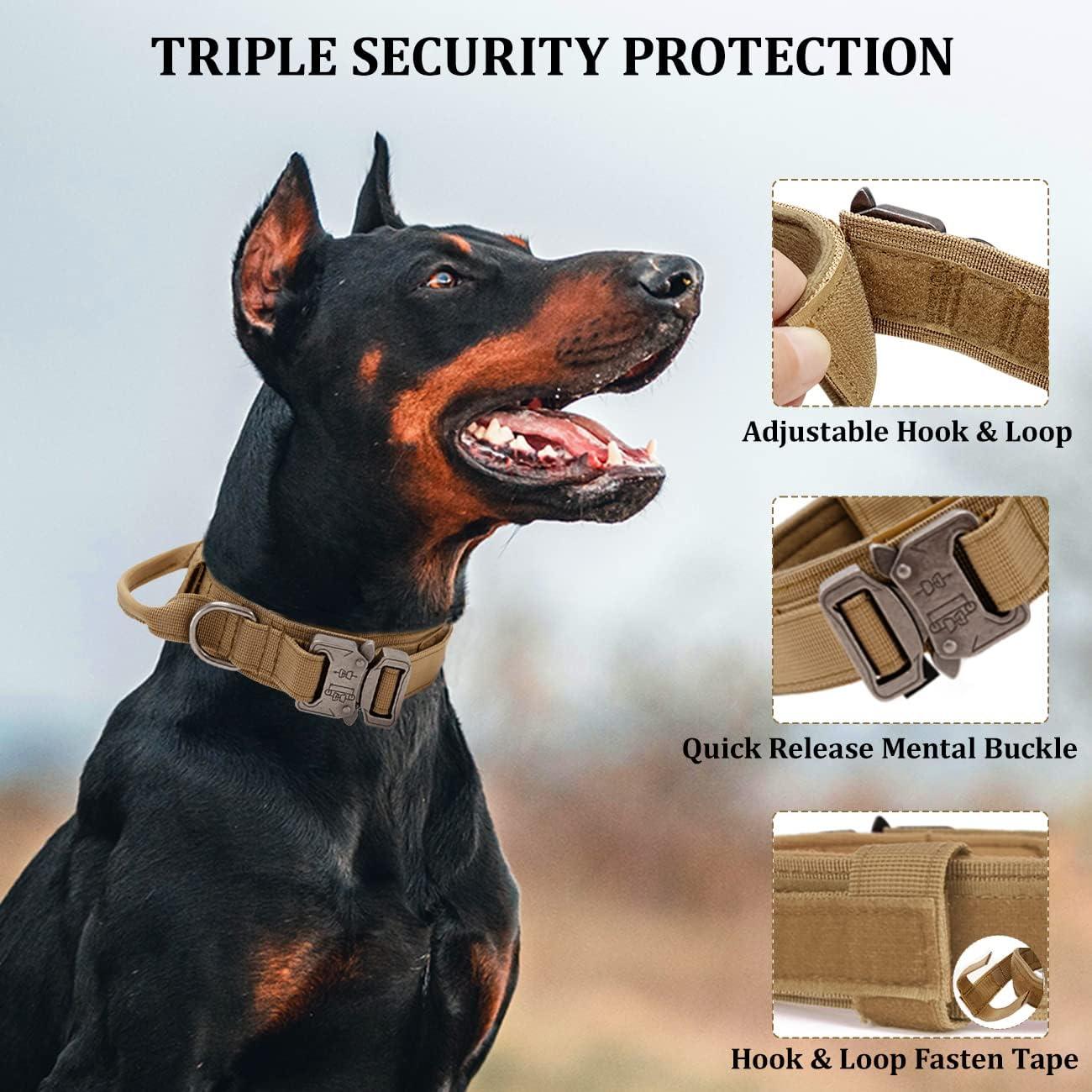 Tactical Dog Collar - Adjustable Soft Padded Nylon with Control Handle &  Metal Buckle for Medium to XL Dogs - Brown | Buy Now with Express  International Delivery | GoSupps.com