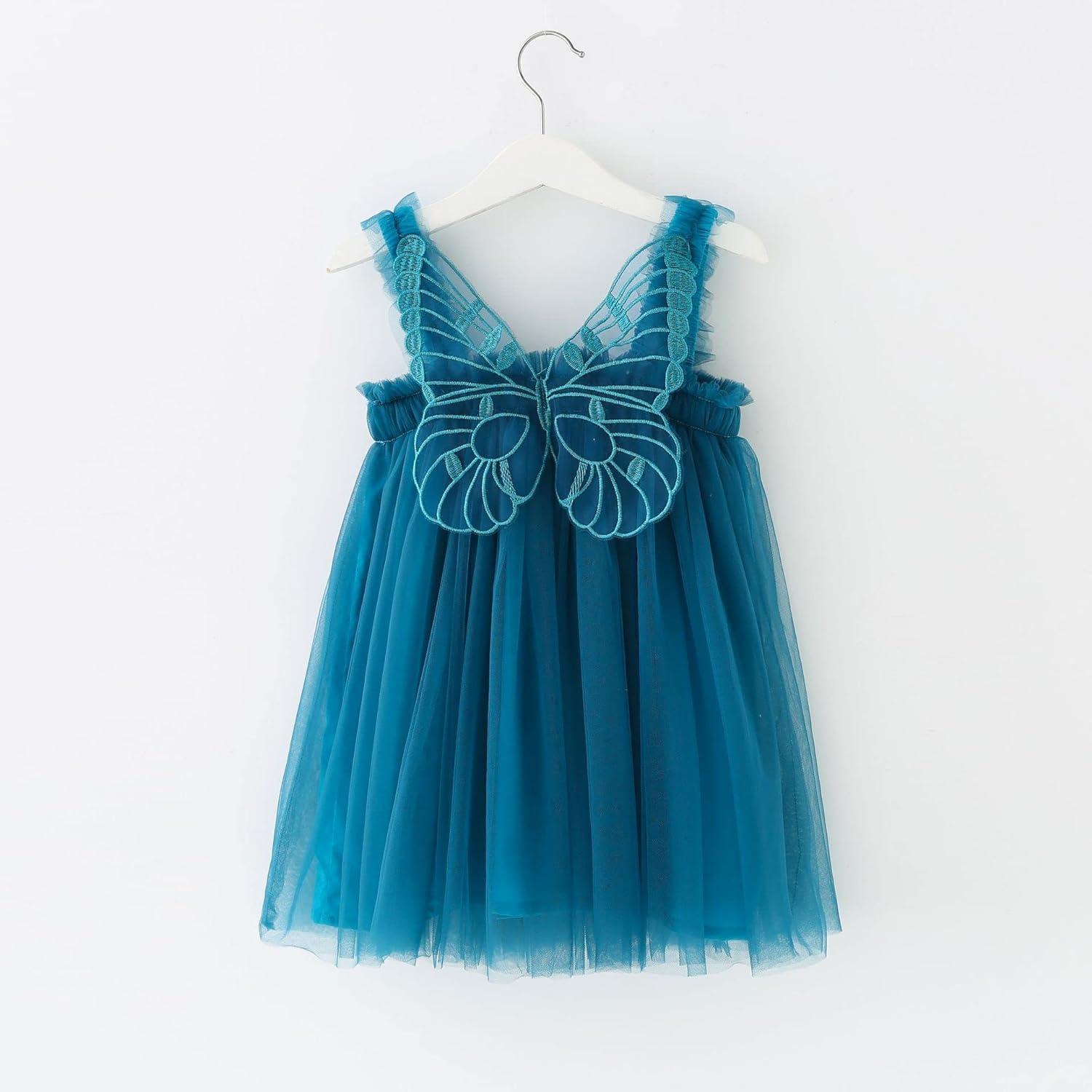 PythJooh Baby Girl Tulle Dress Toddler Girl Sleeveless Butterfly Wings Tutu Princess Dress Daisy Stars Sundresses for 0-4Years 9-12 Months Butterfly