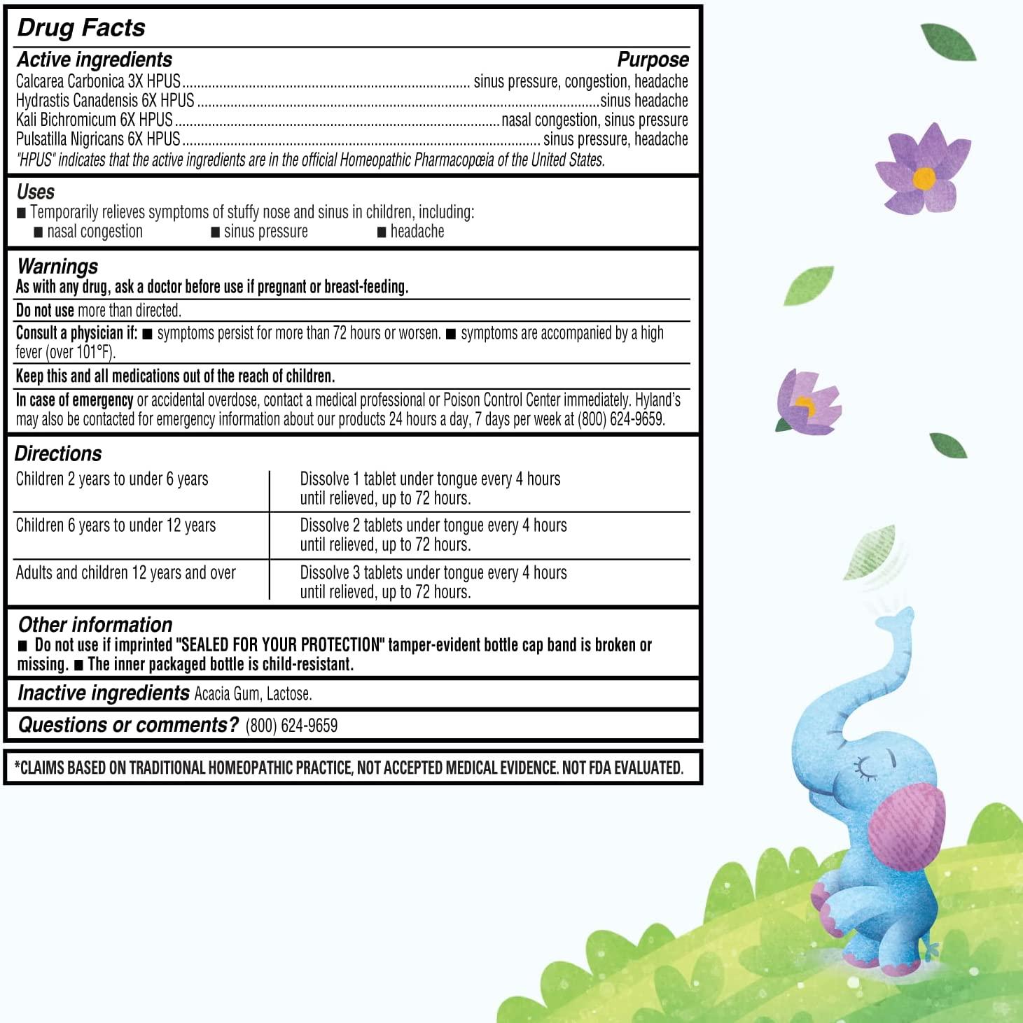 Hyland's 4 Kids Stuffy Nose and Sinus 212 Years 50 QuickDissolving