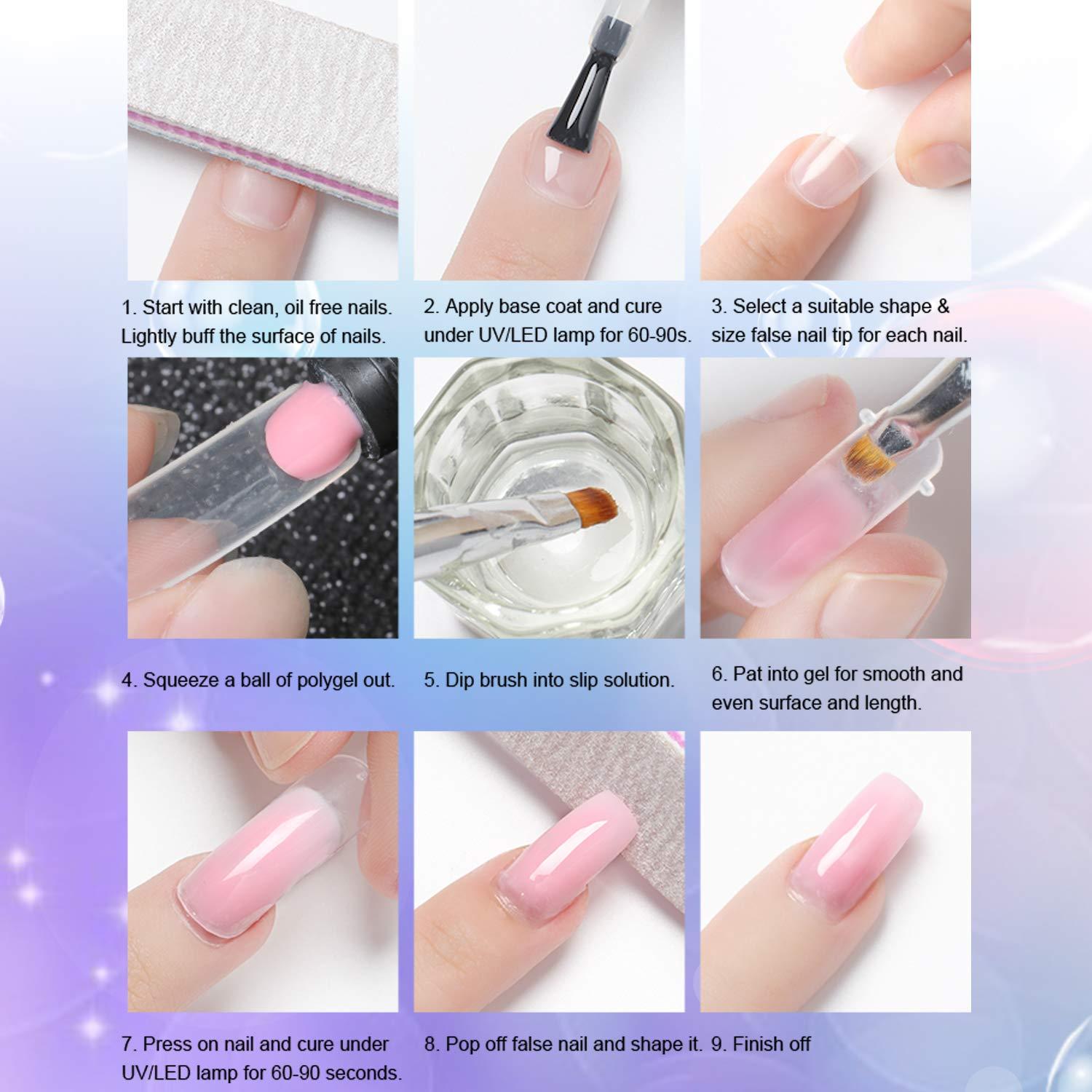 Soft Gel Nail Tips Square - BTArtbox Press On Nails Long Pink Colored  X-Coat Tips Natural with Tip Primer Cover, One-Step Full Cover Fake Nails  Gel