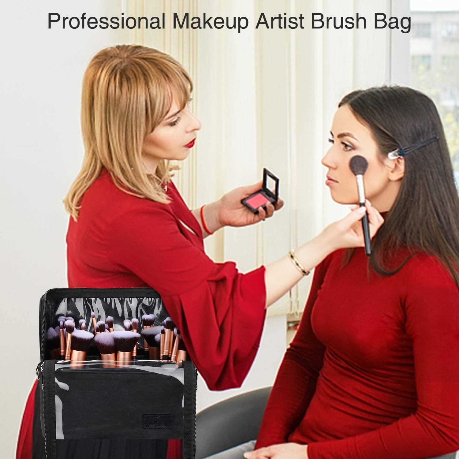 Clear Professional Makeup Brush Bag with Adjustable Belt and