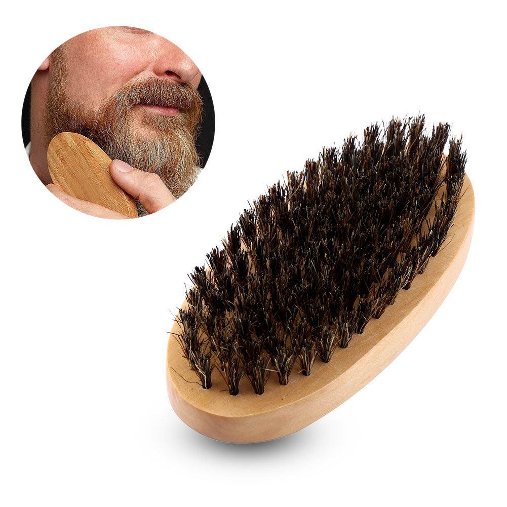 Men's Beard Brush Wild Boar Bristle Oval Grooming Tool for Shaving
