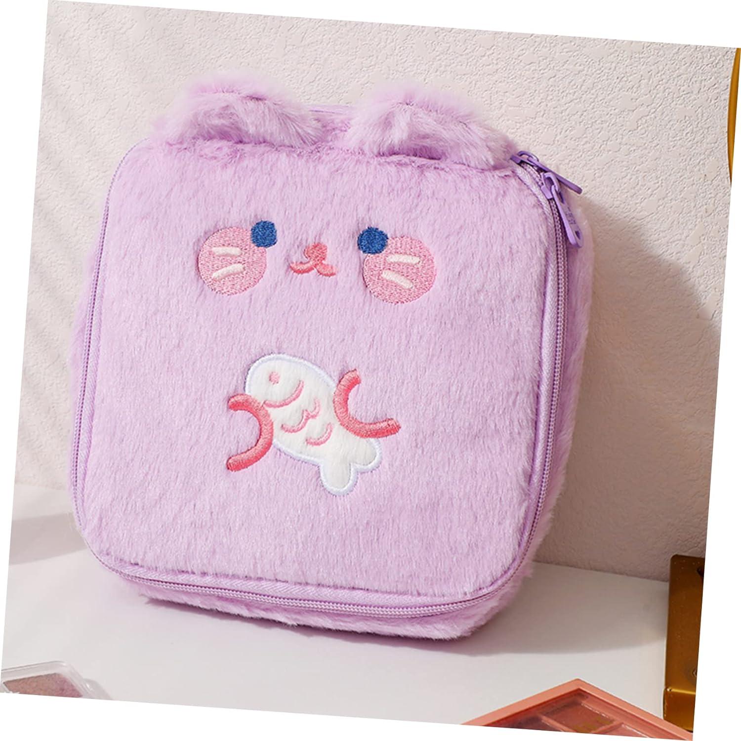 Healifty Period Bag 4pcs Plush Storage Bag Cute Sets Winter Sets for Women  Purse Holder Travel