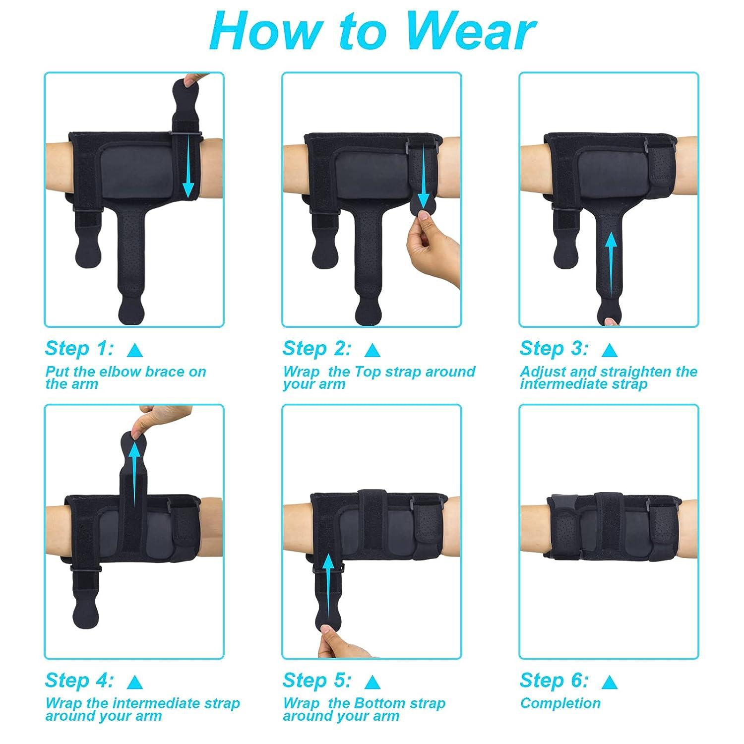 Elbow Brace for Ulnar Nerve Entrapment Adjustable Cubital Tunnel Brace with 2 Removable Metal