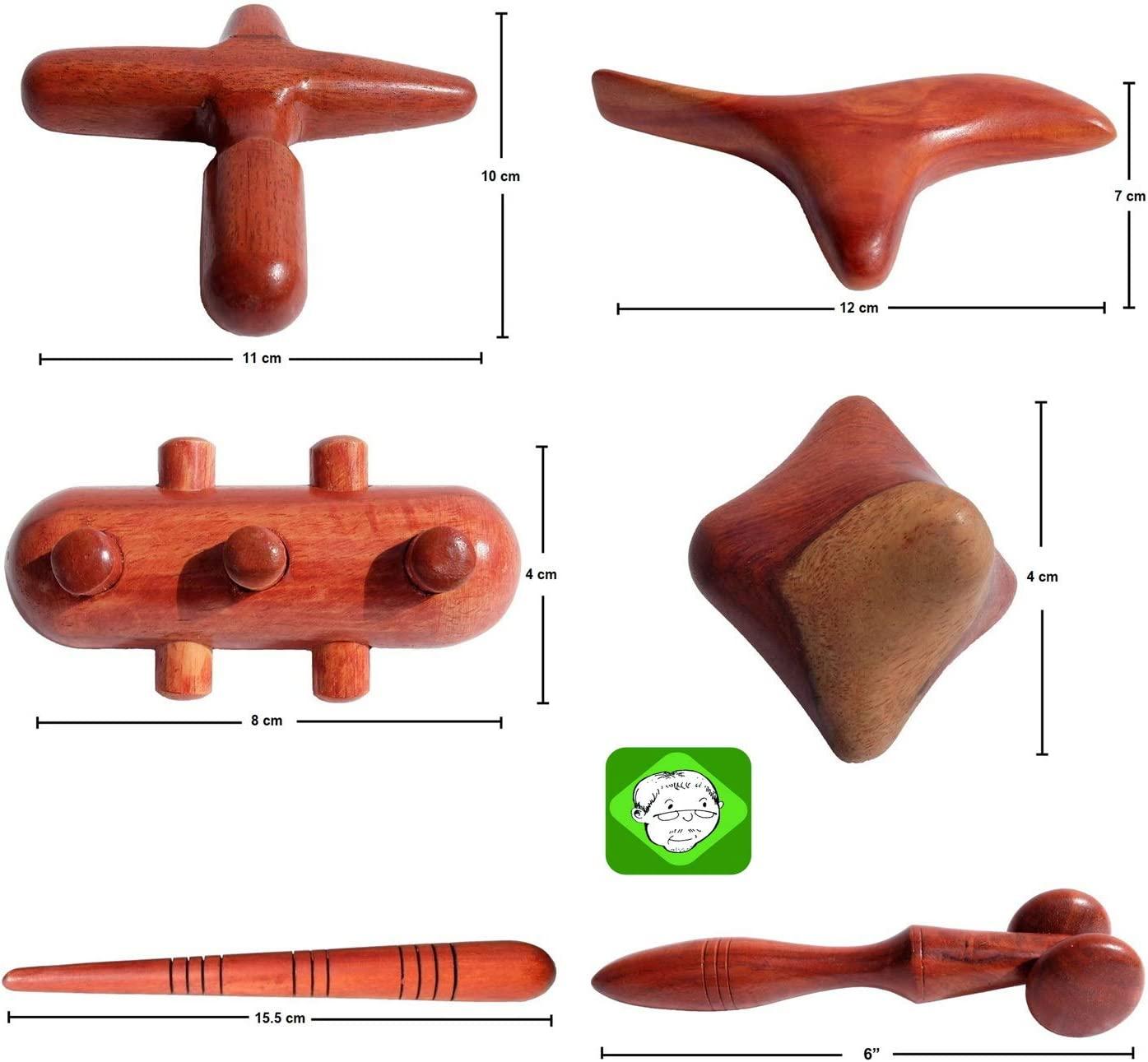 LUNGCHA Traditional Thai Massage Reflexology 7 Piece Wooden Stick Tool