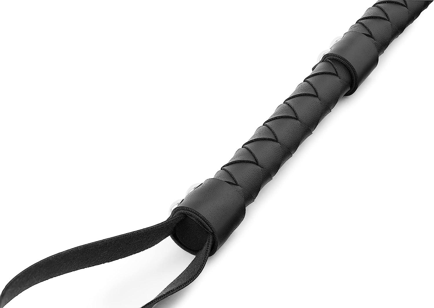 RIDIN Leather Crop 33'' Whip, Black Riding Whip, Horses Crops, Leather