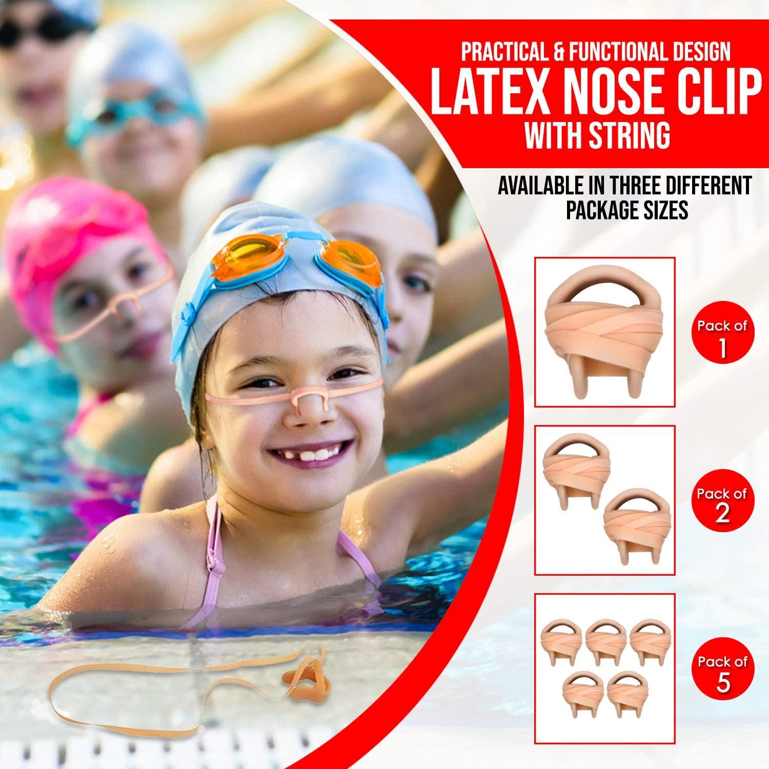 Splaqua Swimming Nose Clip with String - Comfortable Soft Latex Plugs for  Kids and Adults - Neutral Beige 1 Pack