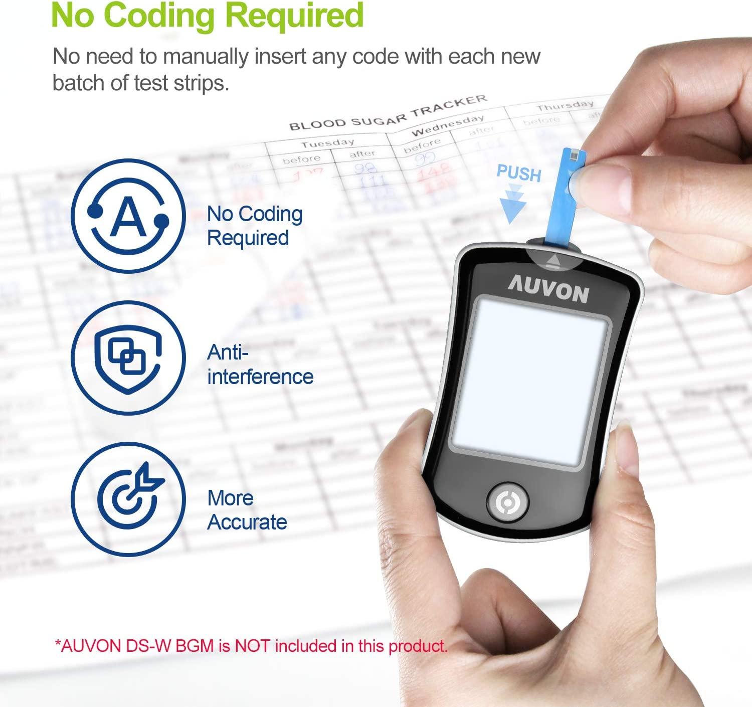AUVON IQARE DSW Glucose Test Strips (200 Count) for AUVON DSW Meter