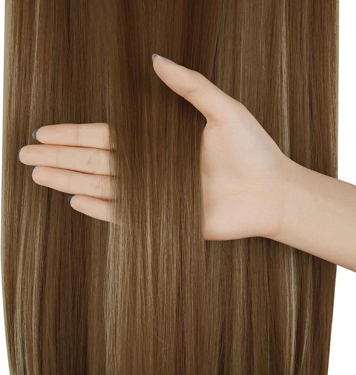 Clear Band Hair Extension Highlights Straight Ginger Brown Mix
