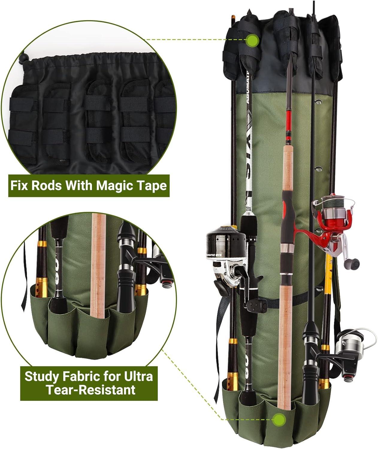 FOUUAAOOU Fishing Rod Bag Fishing Rod Case Bag with Durable Folding Oxford  Fabric Portable Fishing Bag Fish Rod Storage Bag Fishing Pole Case Bag for  Men Fishing Gifts Green