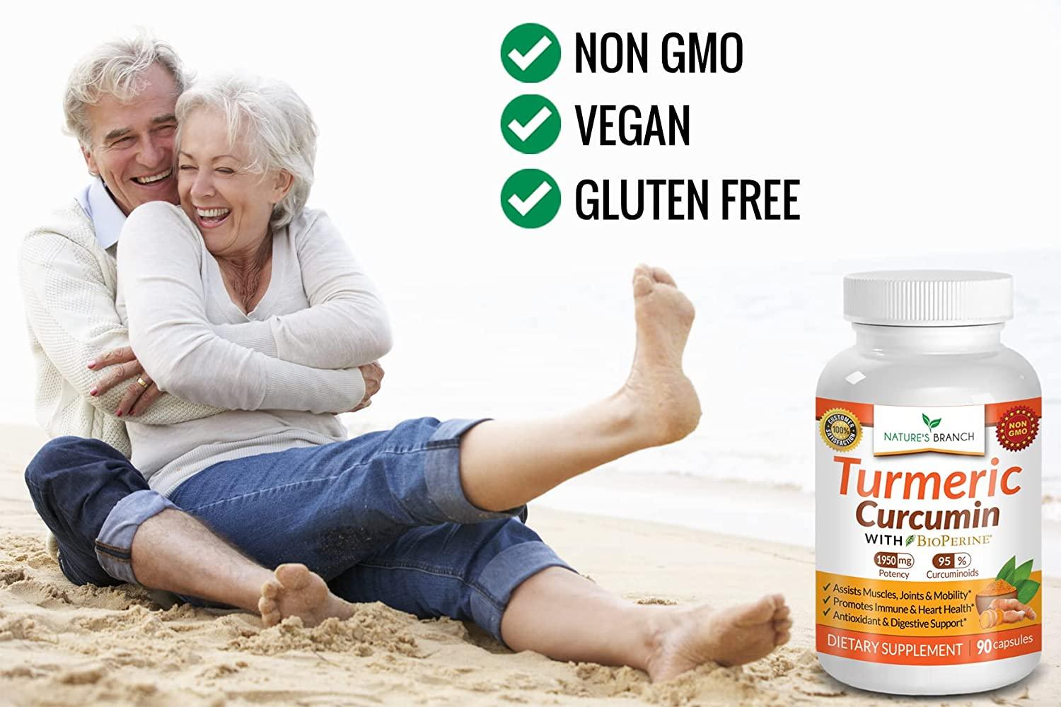 Extra Strength Turmeric Curcumin with BioPerine 1950mg Black Pepper, Joint Pain Relief