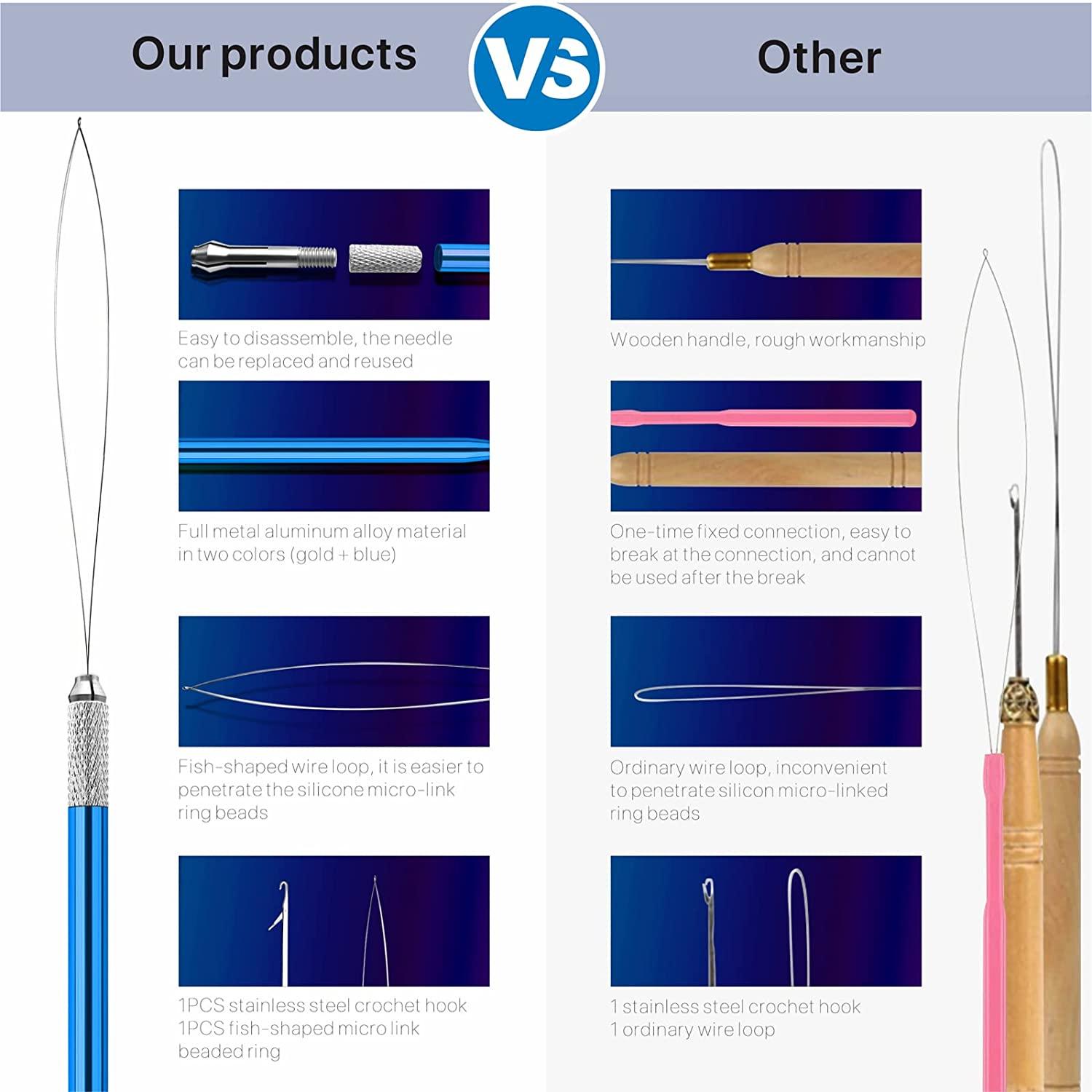 Hair Extension Loop Needle Threader Pulling Hook Needle Bead Device