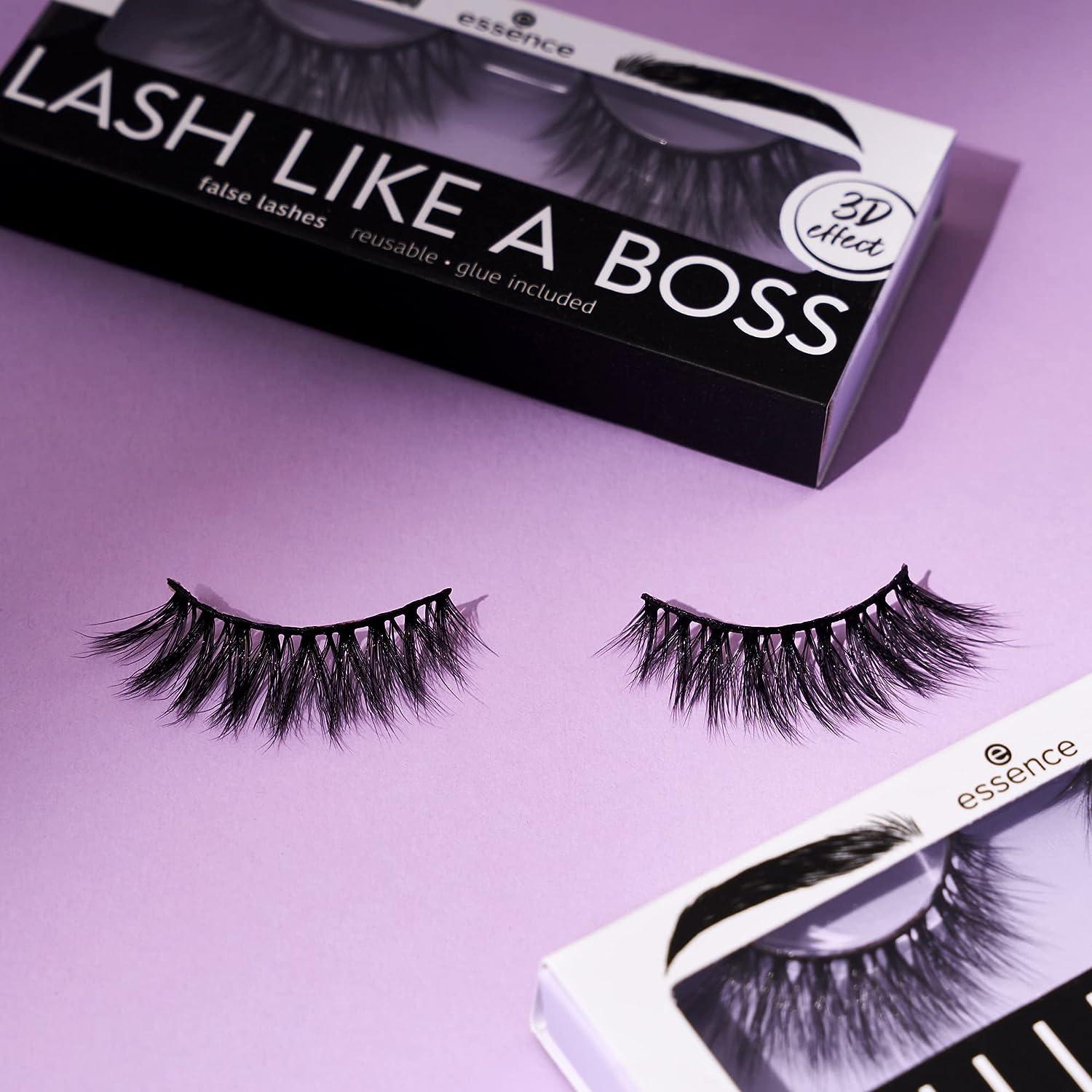 essence | Lash Like A Boss False Lashes | Reusable 3D Lashes with Long  Lasting Lash Glue | Vegan & Cruelty Free | Free From Parabens Oil & Alcohol  (02 | Limitless)