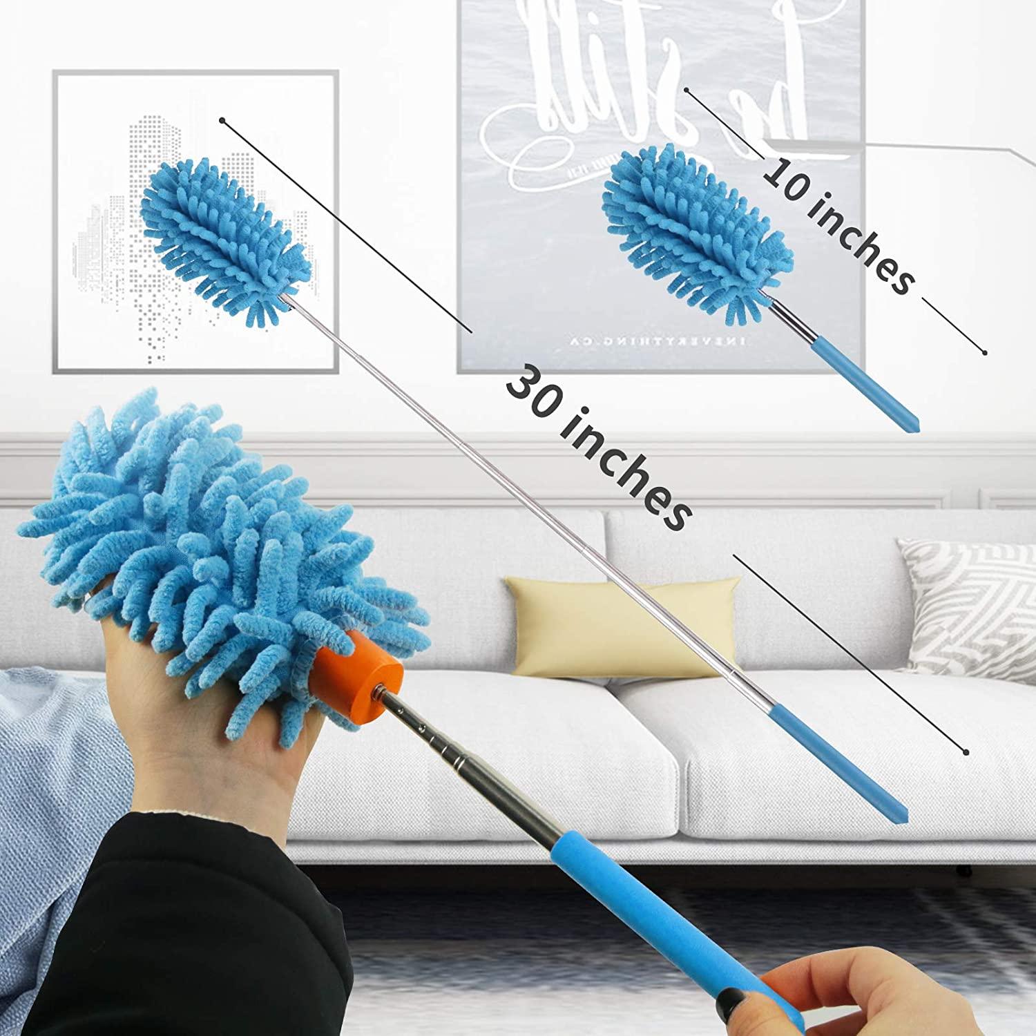 Microfiber Duster for Cleaning, Dusters with Telescoping Extension Pole, Extendable Washable