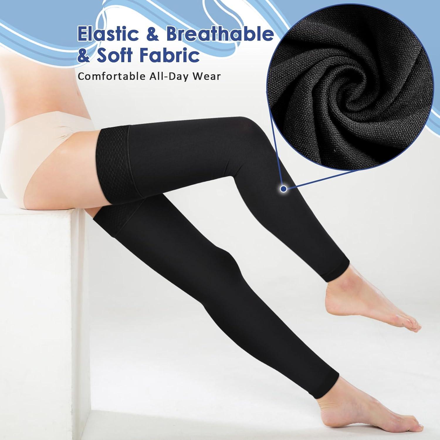 Beister 15-20 mmHg Compression Stockings for Women & Men Thigh High Medical  Footless Graduated Compression Sleeves with Dot Silicone Band Support  Pressure Socks for Varicose Veins Edema DVT Black XXL
