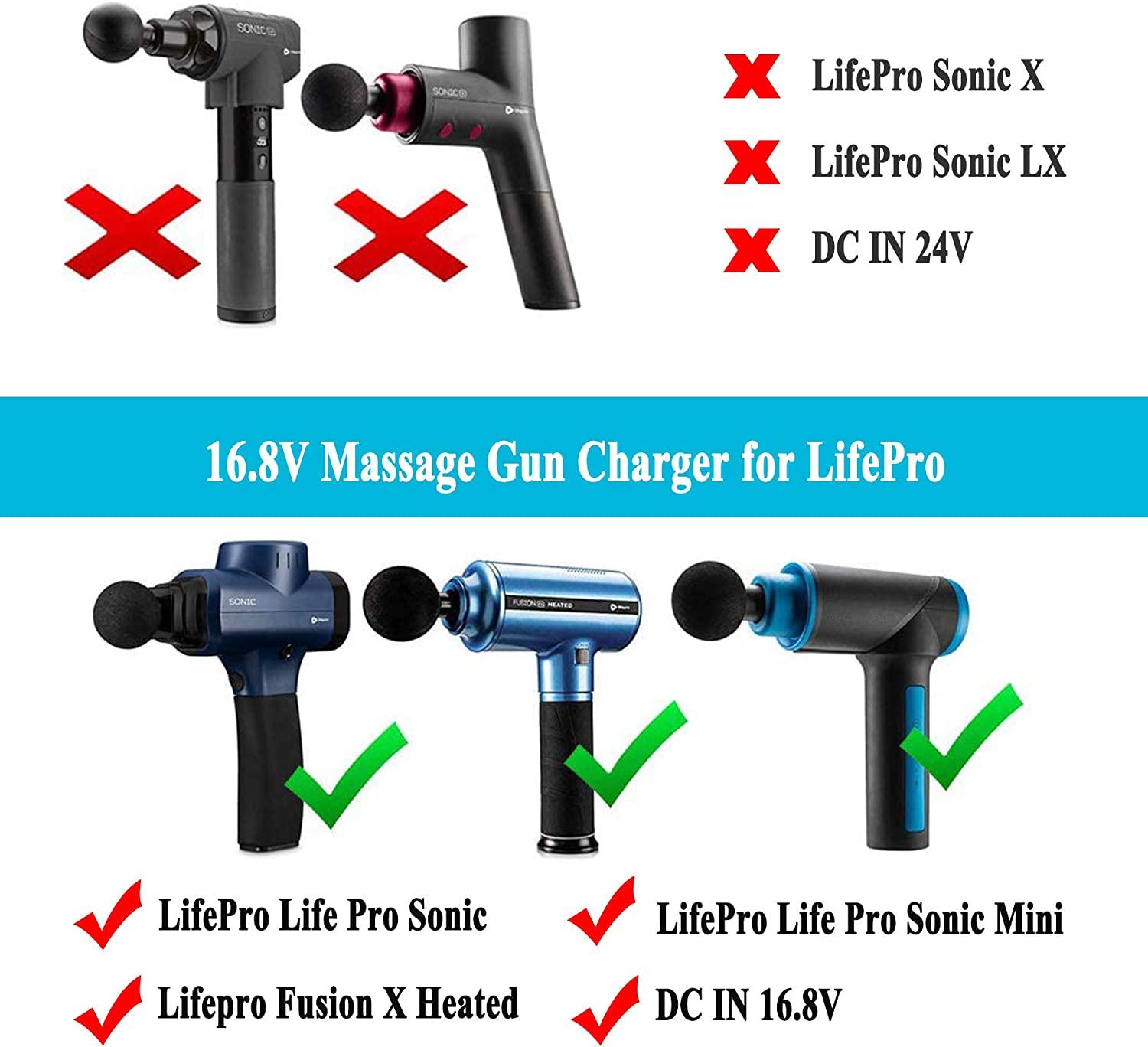16.8V 1A Charger for LifePro Sonic Mini/Pro Fusion X Percussion Massage