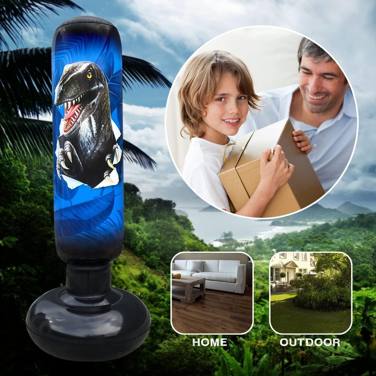 RAGECAMEL Inflatable Dinosaur Punching Bag Set for Kids Freestanding