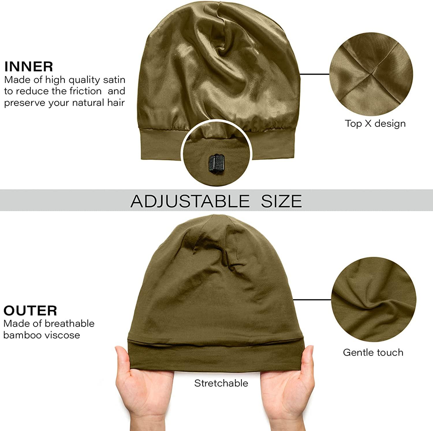 Silk Satin for Men Adjustable Sleep Cap & Hair Wrap Ideal