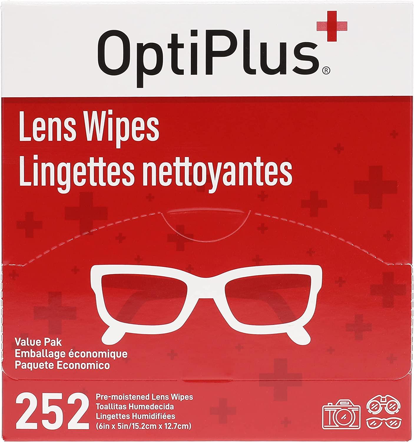 OptiPlus Eyeglass Lens Wipes 252 Count Pack Convenient & Effective Cleaning Solution