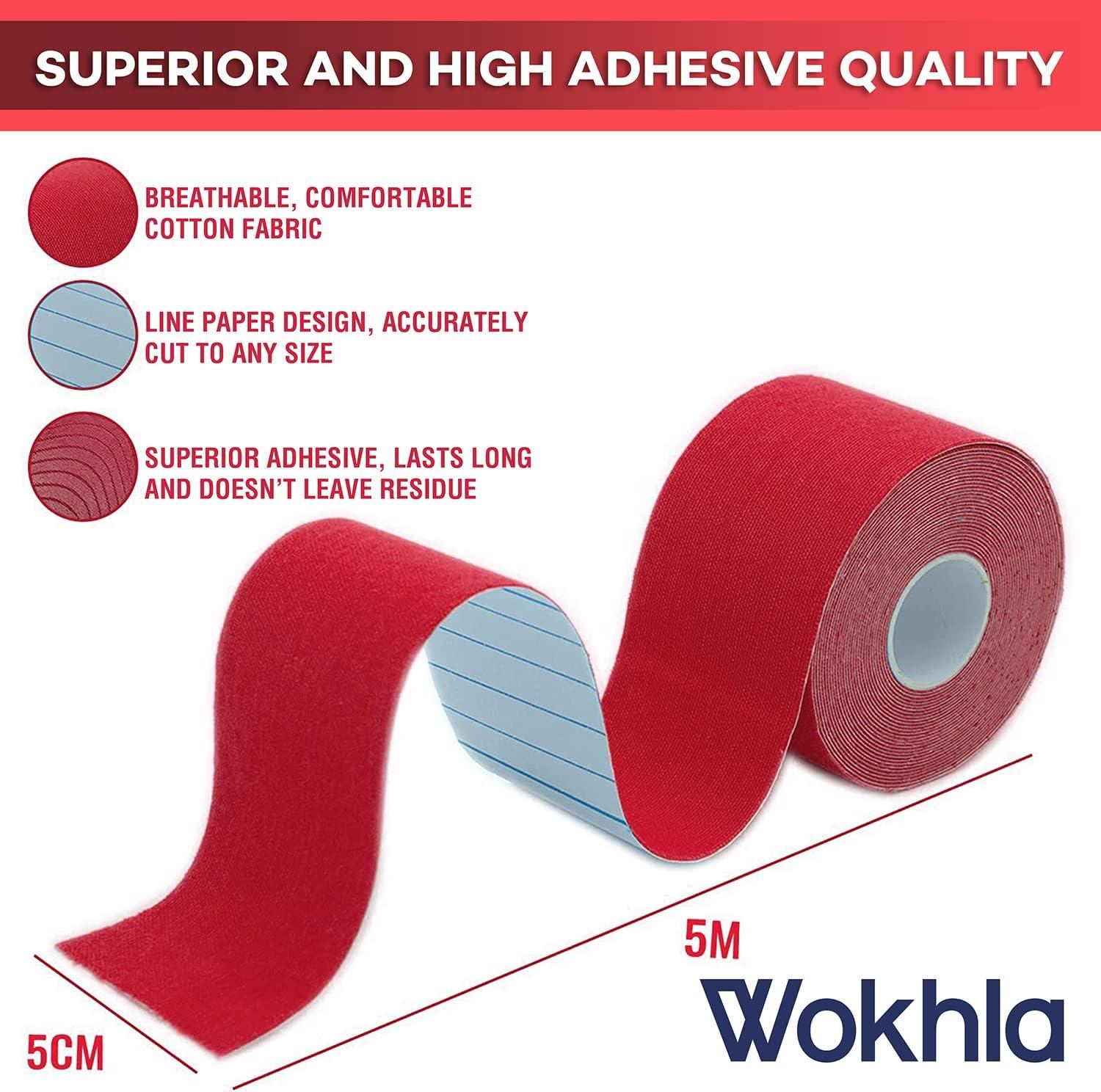 Red Kinesiology Tapes Waterproof Latex Free Muscle & Physio Tape 5M