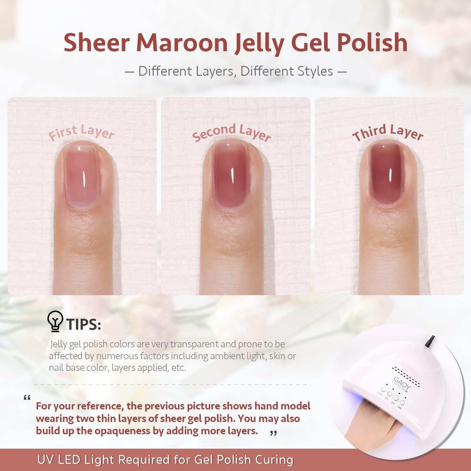 GAOY Icy Jelly Gel Nail Polish Set of 6 Colors Including Red Pink Nude Gel  Polish Kit UV LED Soak Off Nail Polish Home DIY Manicure Nail Salon Varnish
