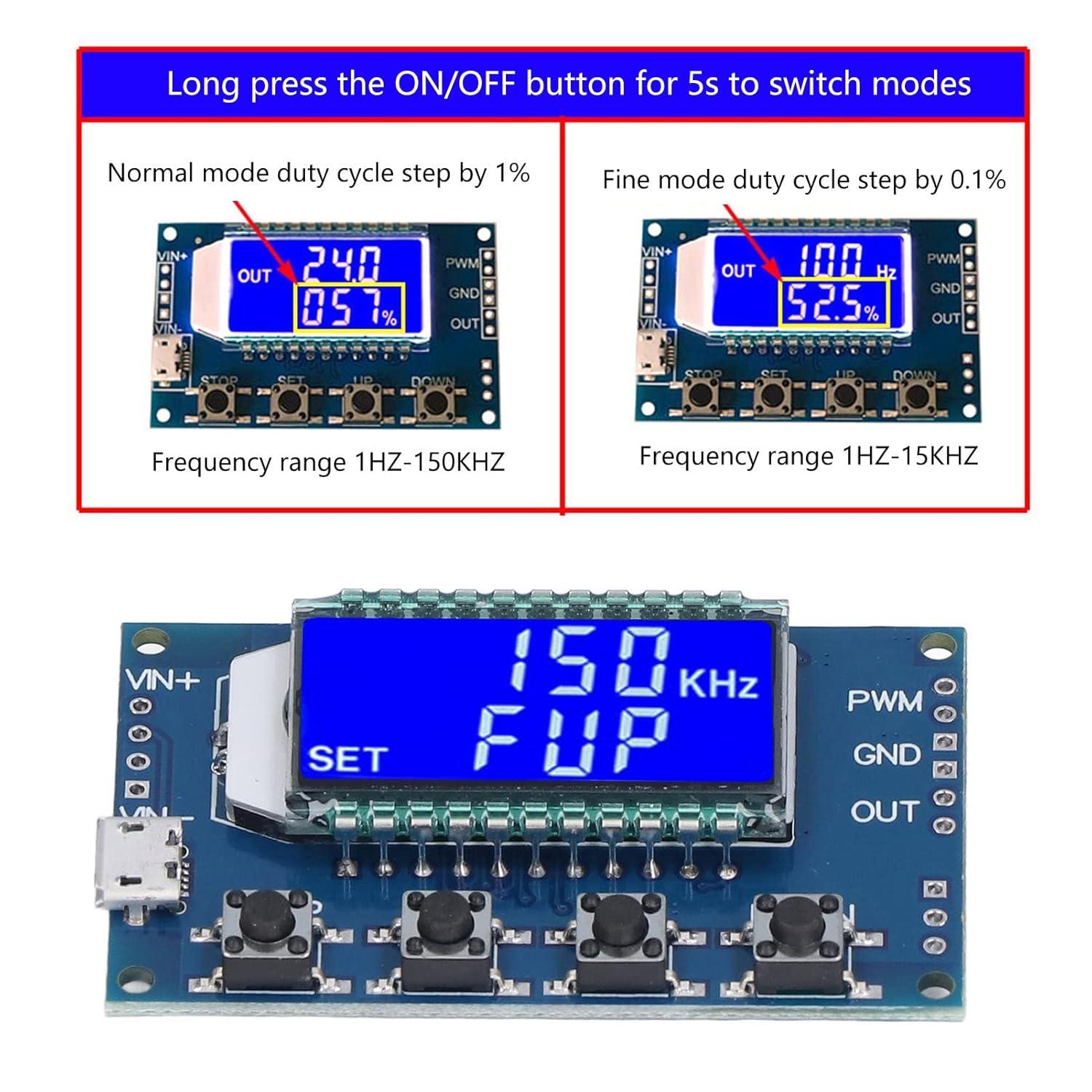 Eujgoov PWM Pulse Frequency Signal Generator Module with LCD Display ...