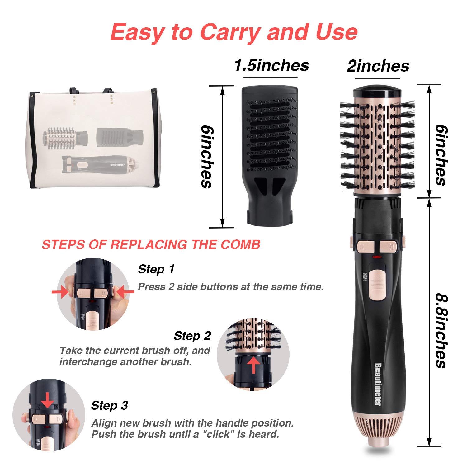 BEAUTIMETER 1200W Hot Air Spin Brush Kit 3in1 Hair Dryer & Styler Negative Ionic Hair Care