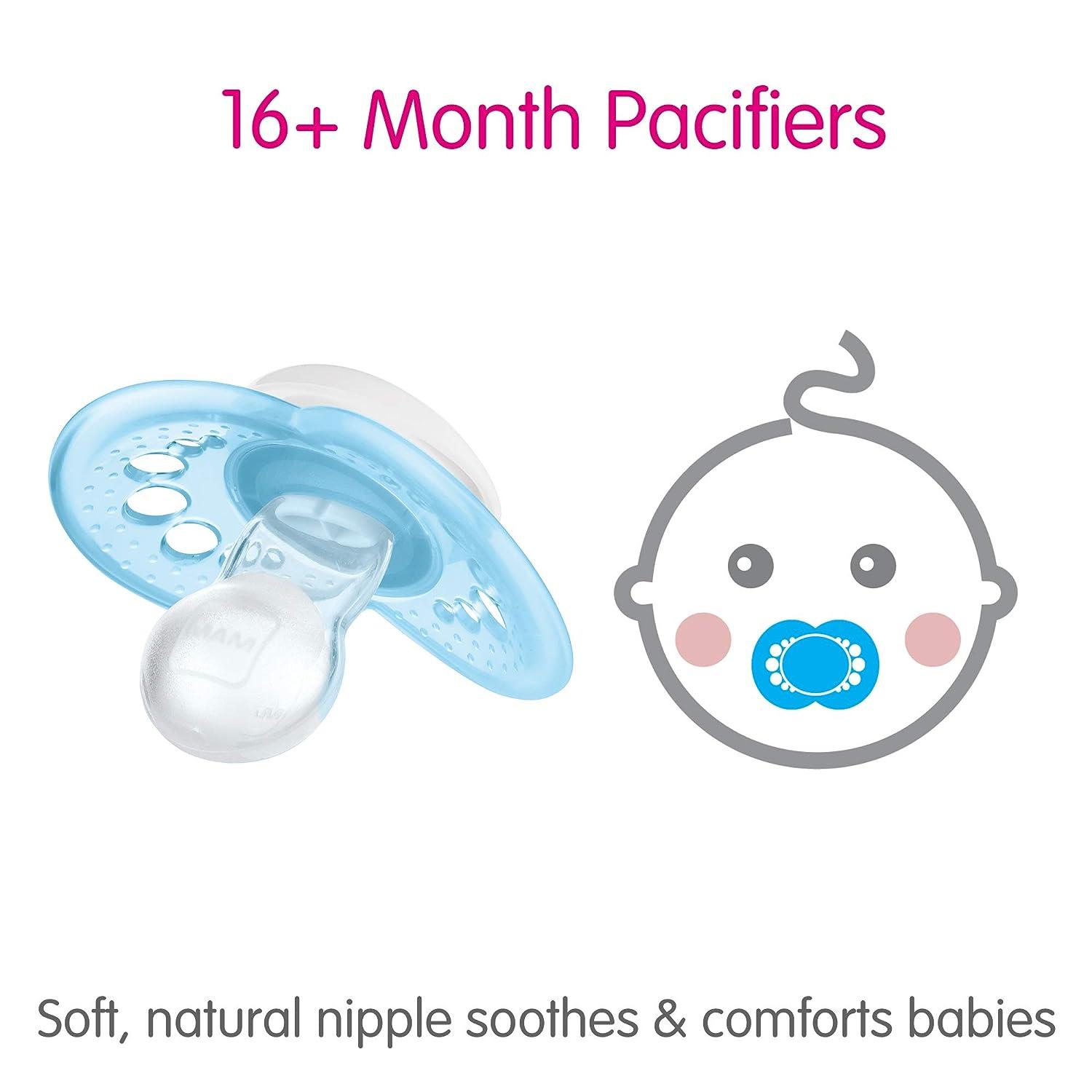 MAM Perfect Night Baby Pacifier, Patented Nipple, Glows in the Dark, 0-6  Months, Boy, 2 Count (Pack of 1)