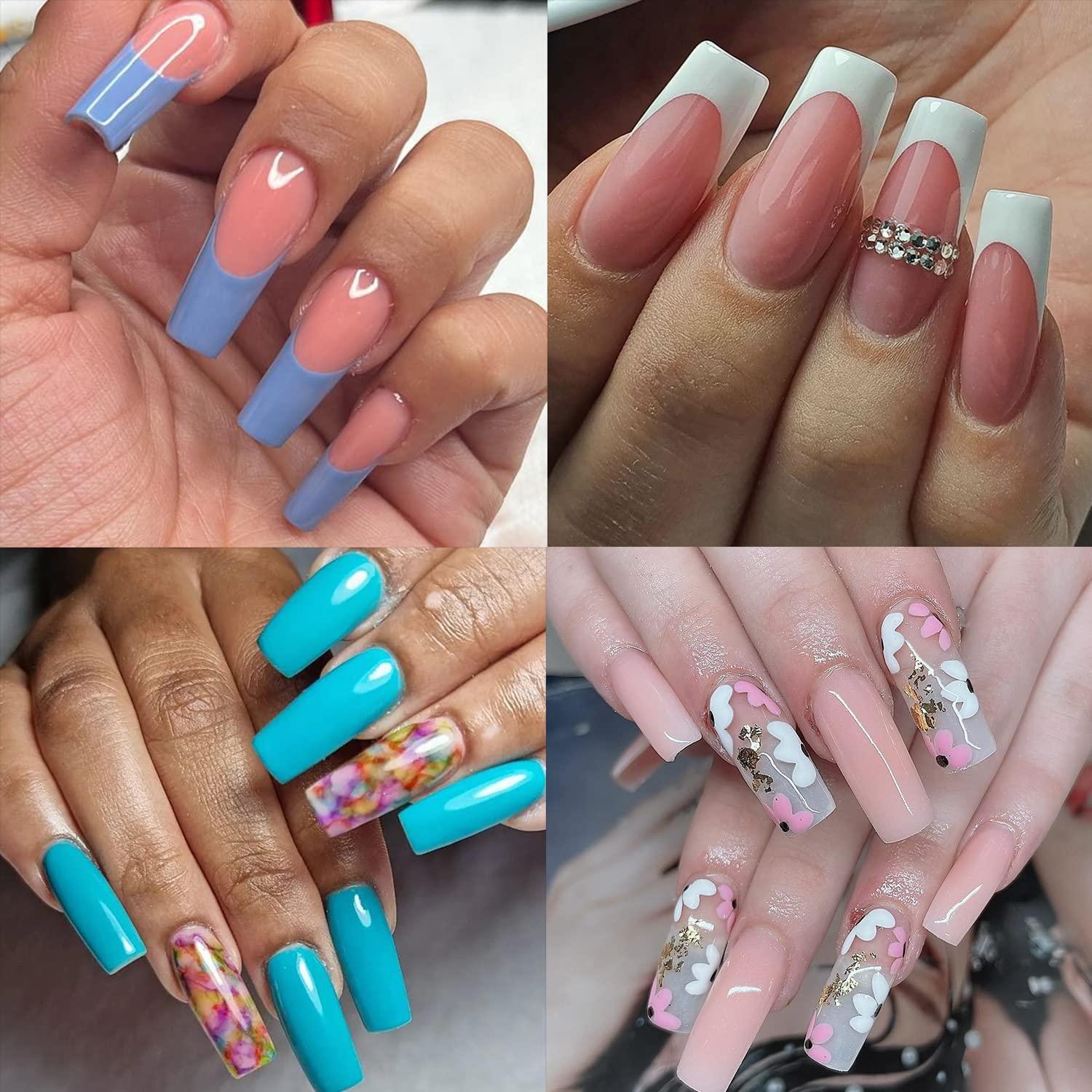 UNA GELLA Natural Acrylic Nail Tips 432pcs Acrylic Fake Nails Coffin