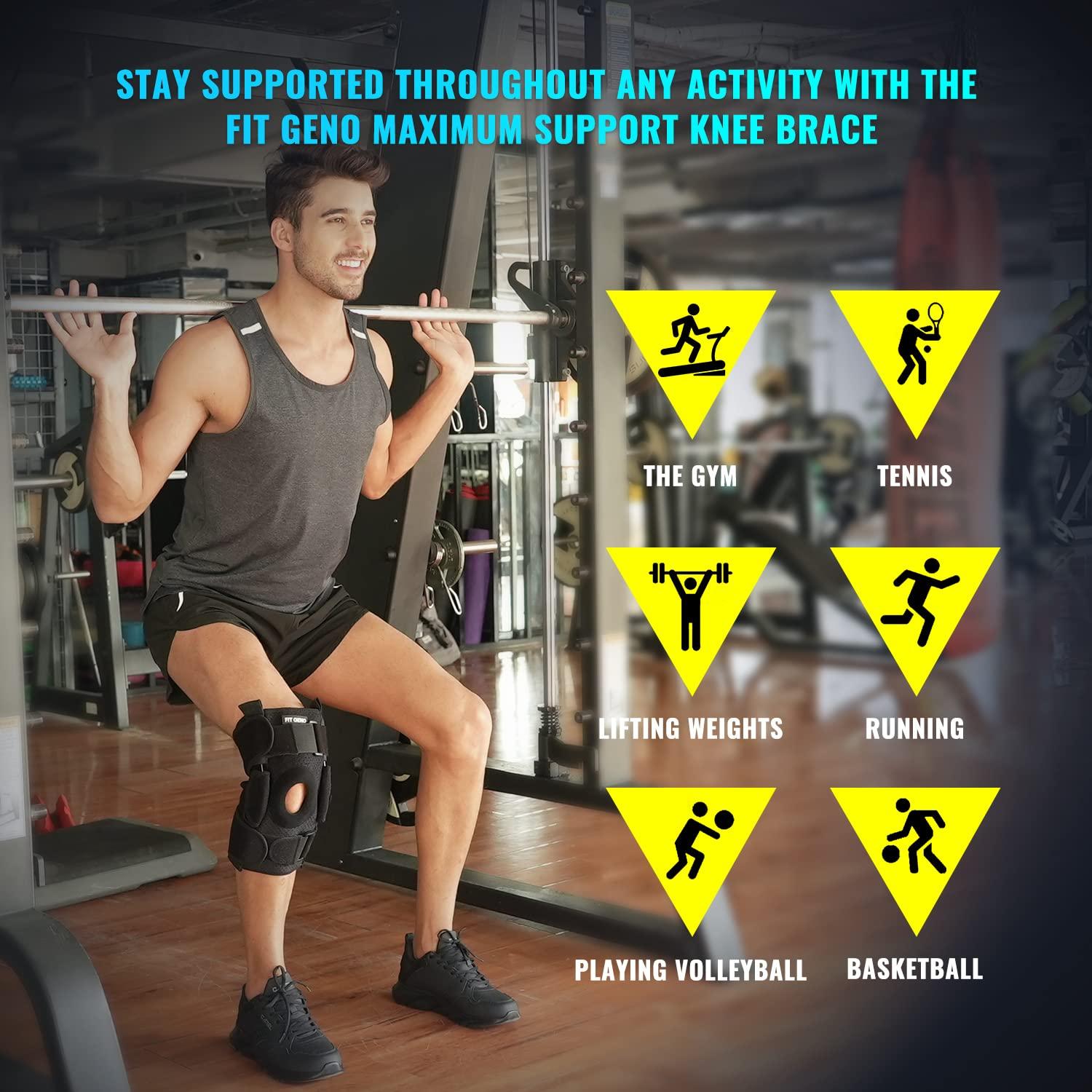 Fit Geno ReActive+ Hinged Knee Brace with Side Stabilizers - Adjustable ...