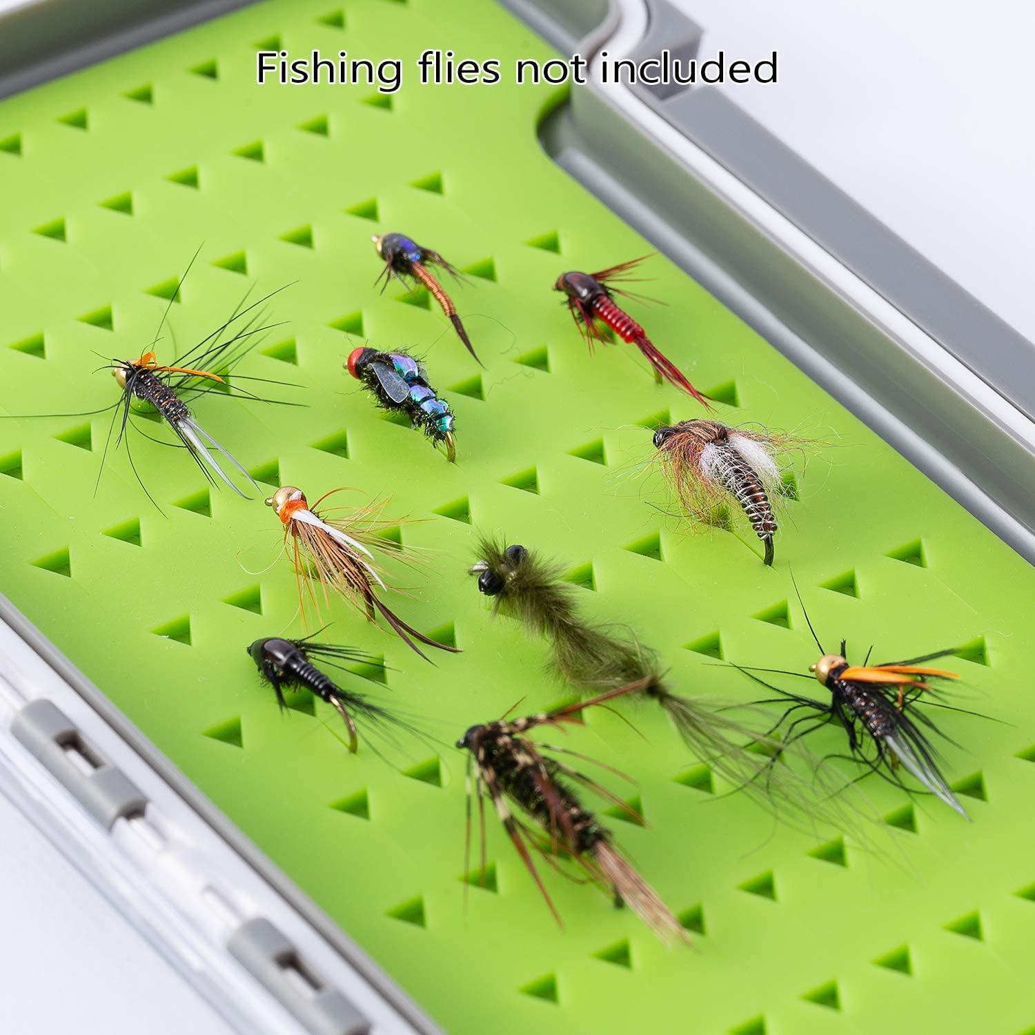 Bassdash Waterproof Fly Box Single/Double Sided Fishing Flies Storage With  Foam/Silicone Slits Insert Type 8 - 121 Silicone Slits 7.4x4.1x0.7