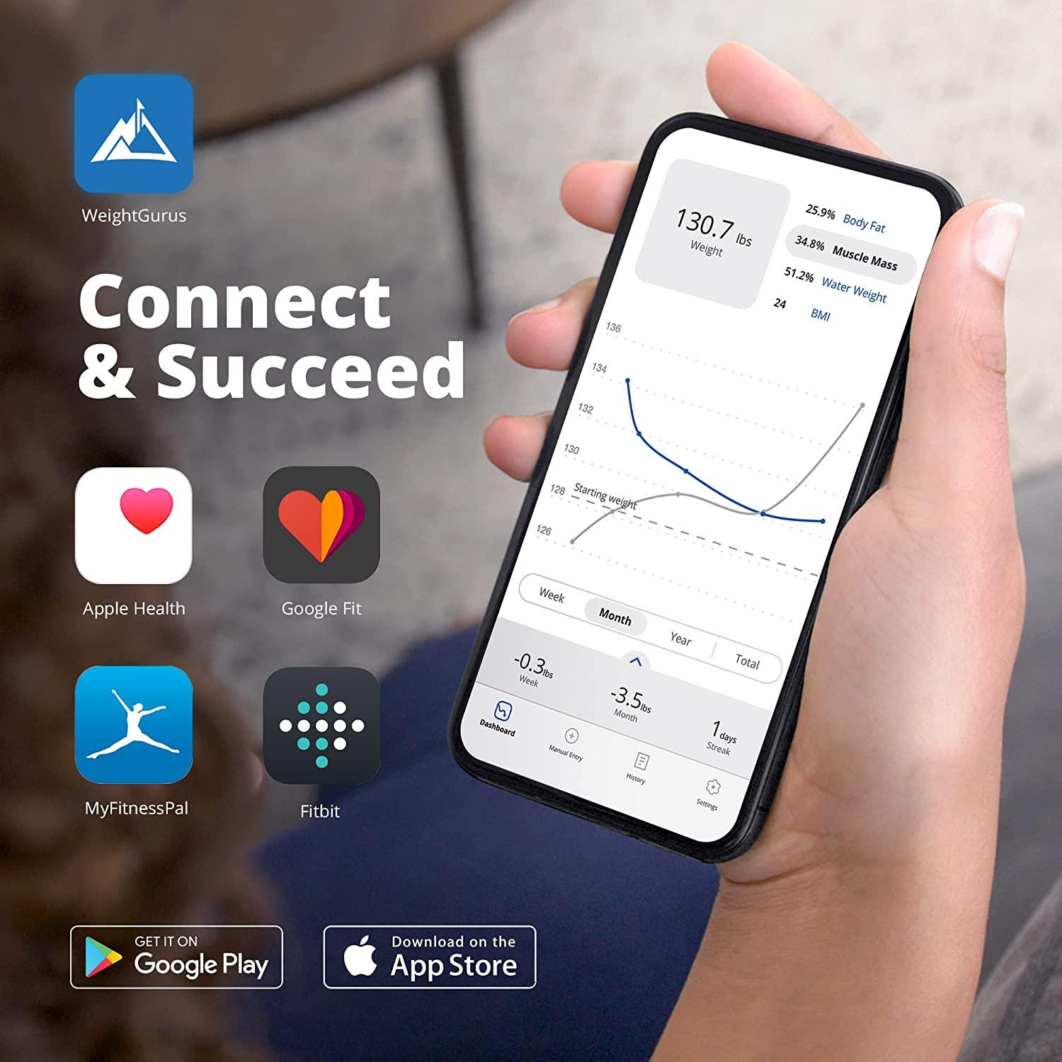 Greater Goods Bluetooth Connected Bathroom Smart Scale, Measures