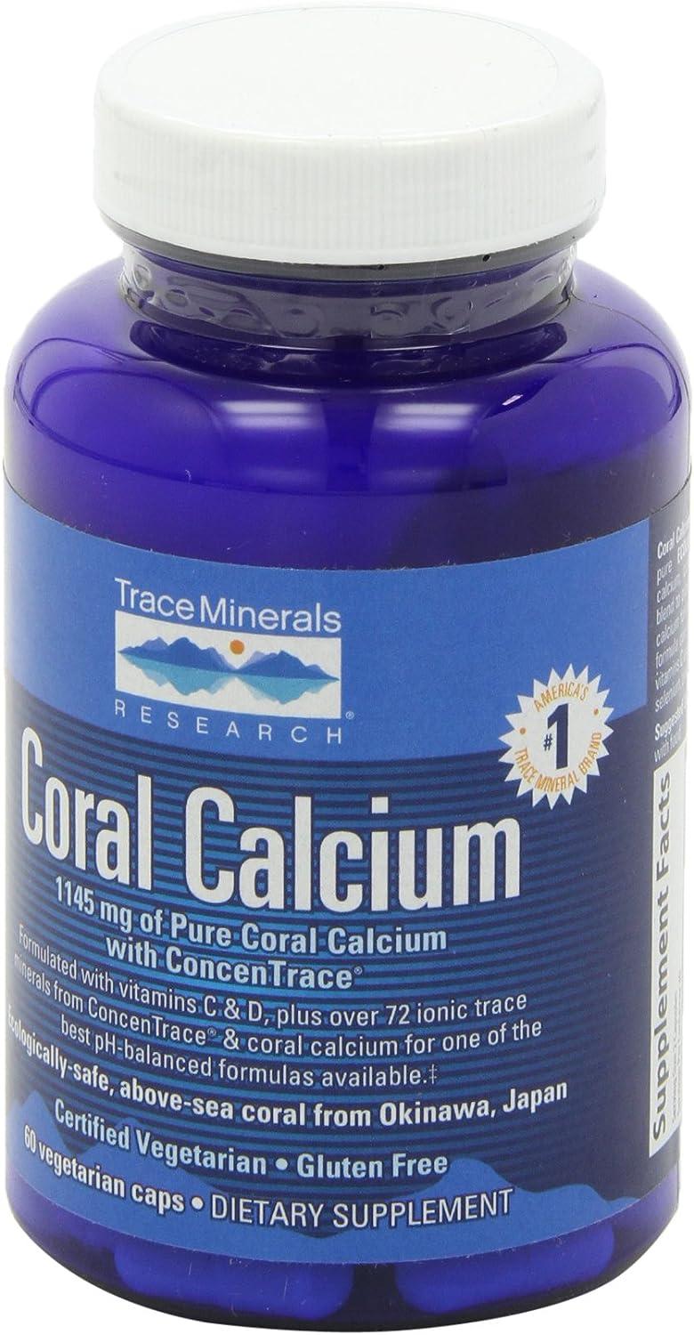 Trace Minerals Research Coral Calcium Vegetarian Caps 60 Count
