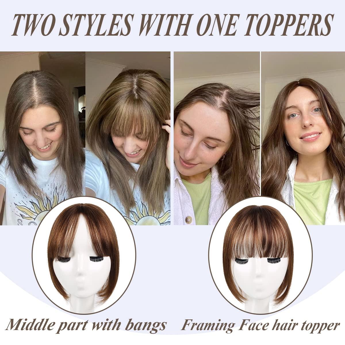 Human hair toppers with bangs cheap