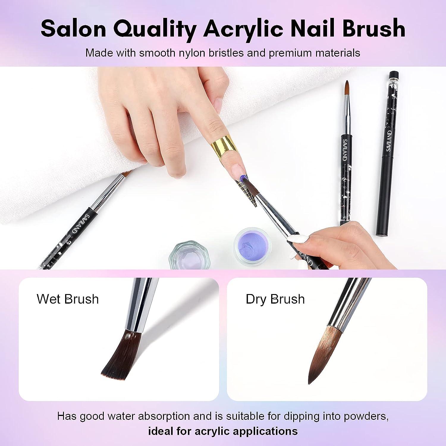 Saviland 4Pcs Acrylic Nail Brushes Sets - Nail Art Brush for Acrylic Powder  Application Extension(Size 4/8/12/16) 