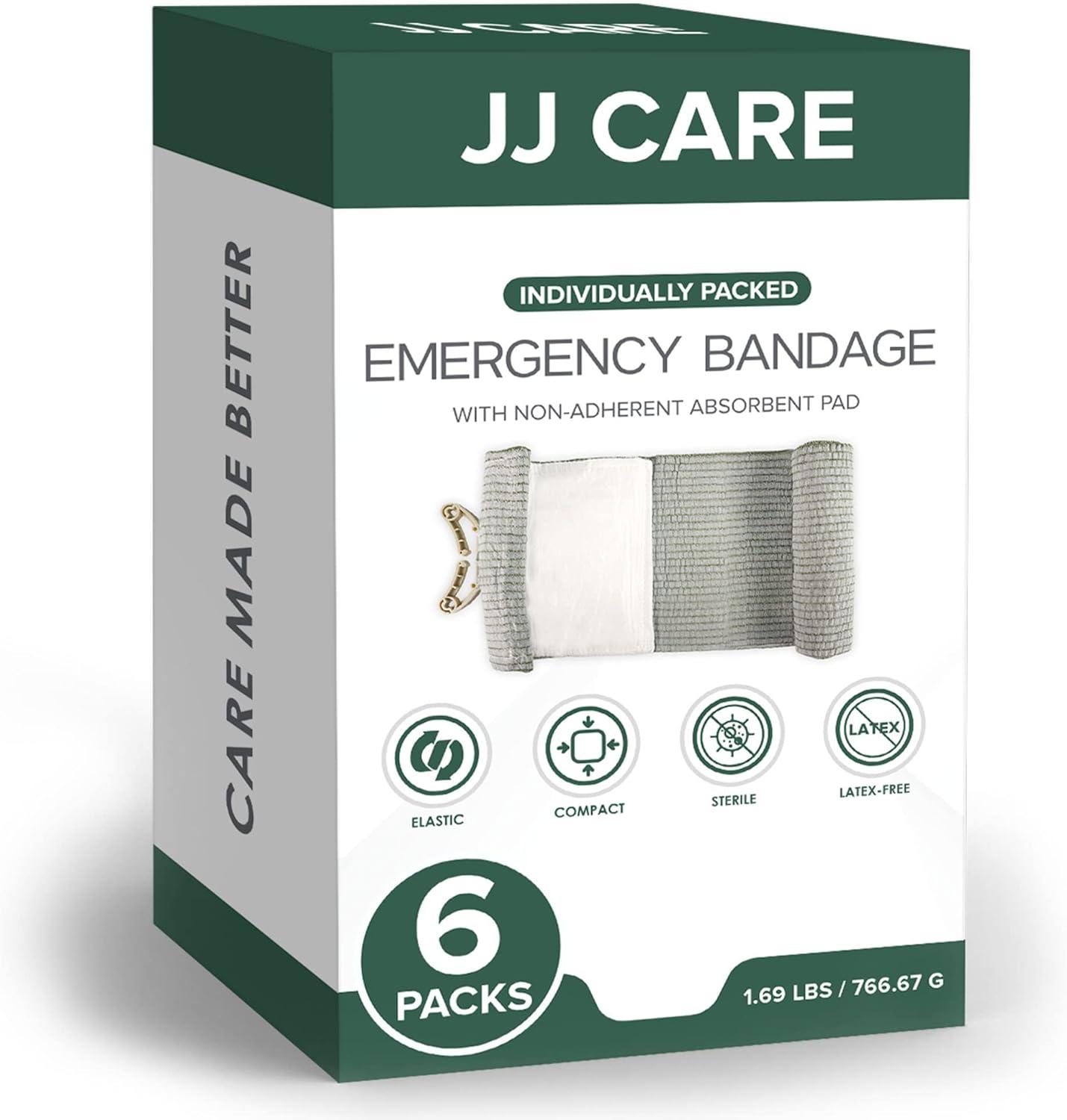 JJ CARE Israeli Bandages 6 inch 6 Pack Israeli Compression Bandage