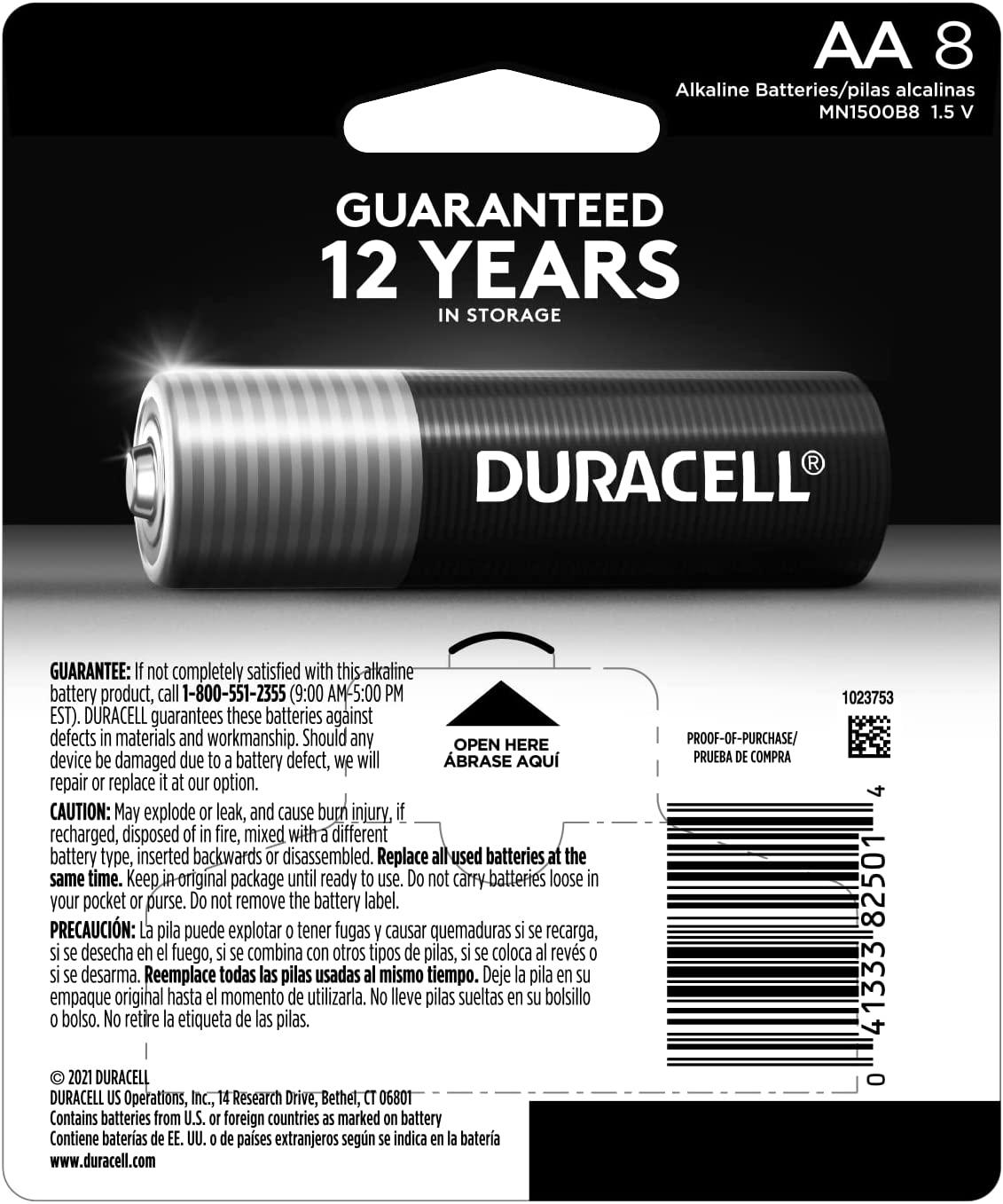 Duracell Coppertop AA Batteries with Power Boost Ingredients, 8 Count