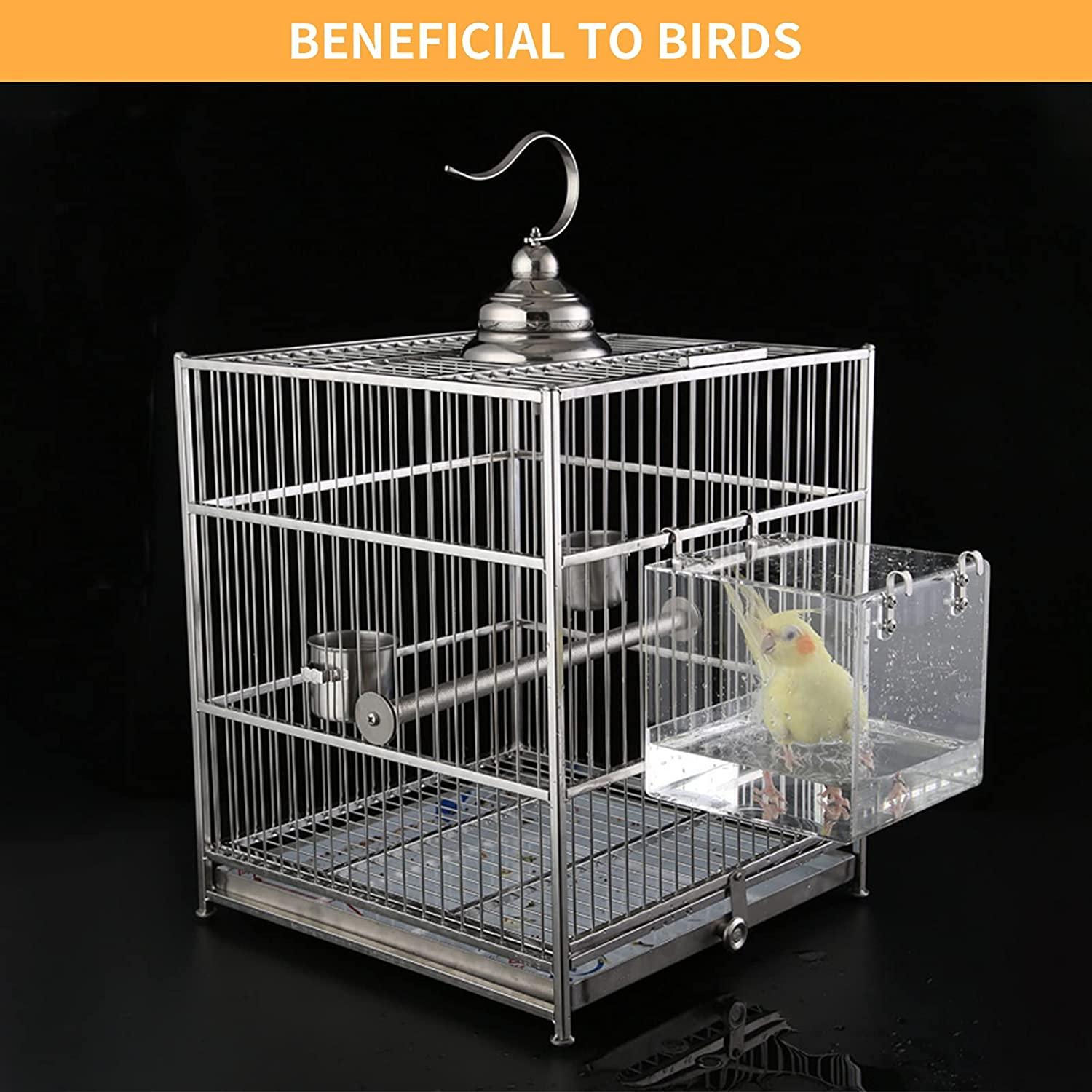 Globalstore Hanging Bird Bath for Cage, Bird Bath Bowl Transparent