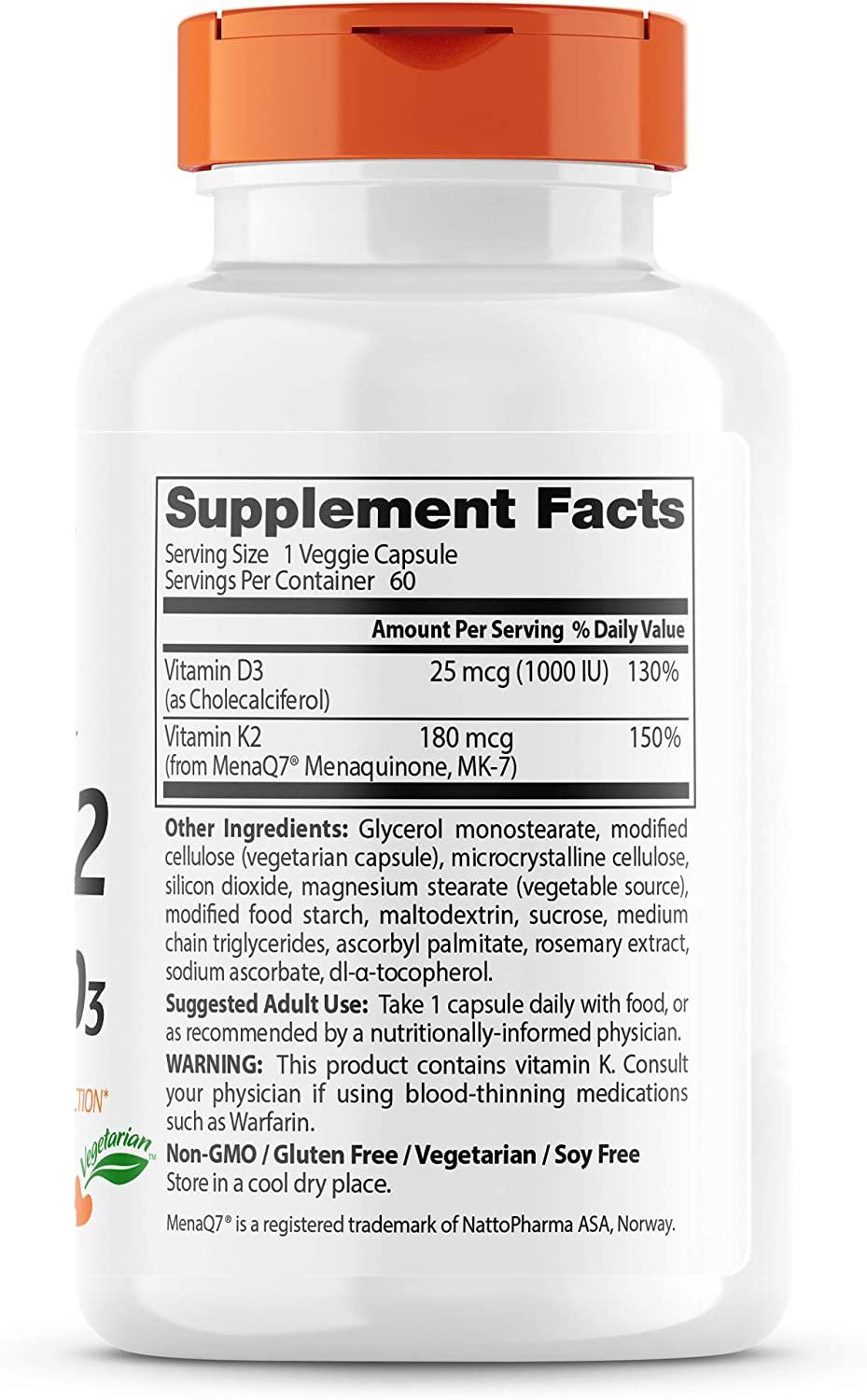 Doctor's Best Natural Vitamin K2 MK-7 with MenaQ7 plus ...