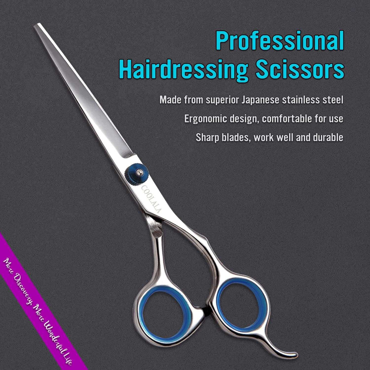 COOLALA Stainless Steel Hair Cutting Scissors 6.5 Inch Hairdressing Razor  Shears Professional Salon Barber Haircut Scissors, One Comb Included, Home  Use for Man Woman Adults Kids Babies