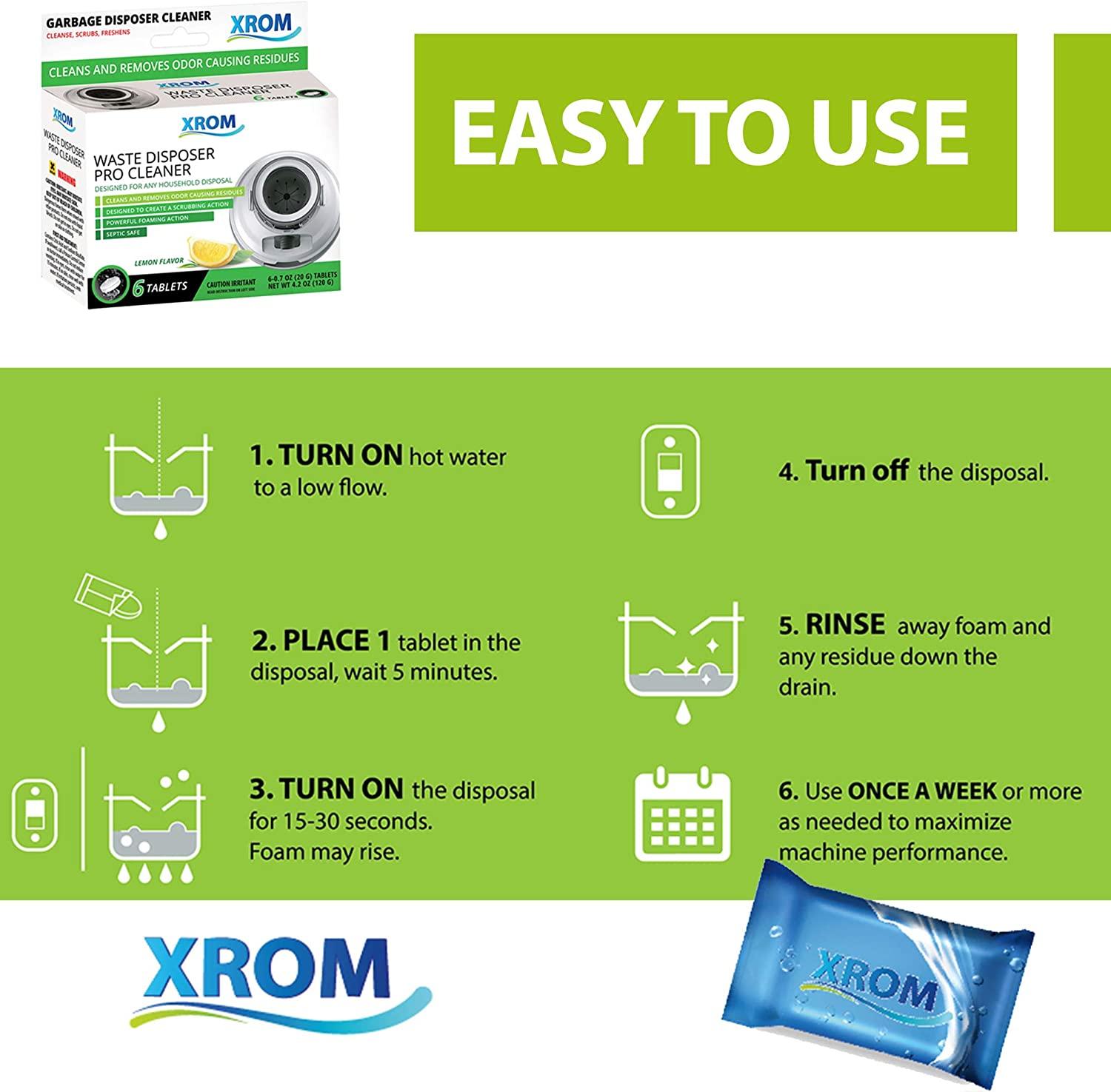 XROM Natural Garbage Disposal Cleaner and Deodorizer 6 Ct, Lemon