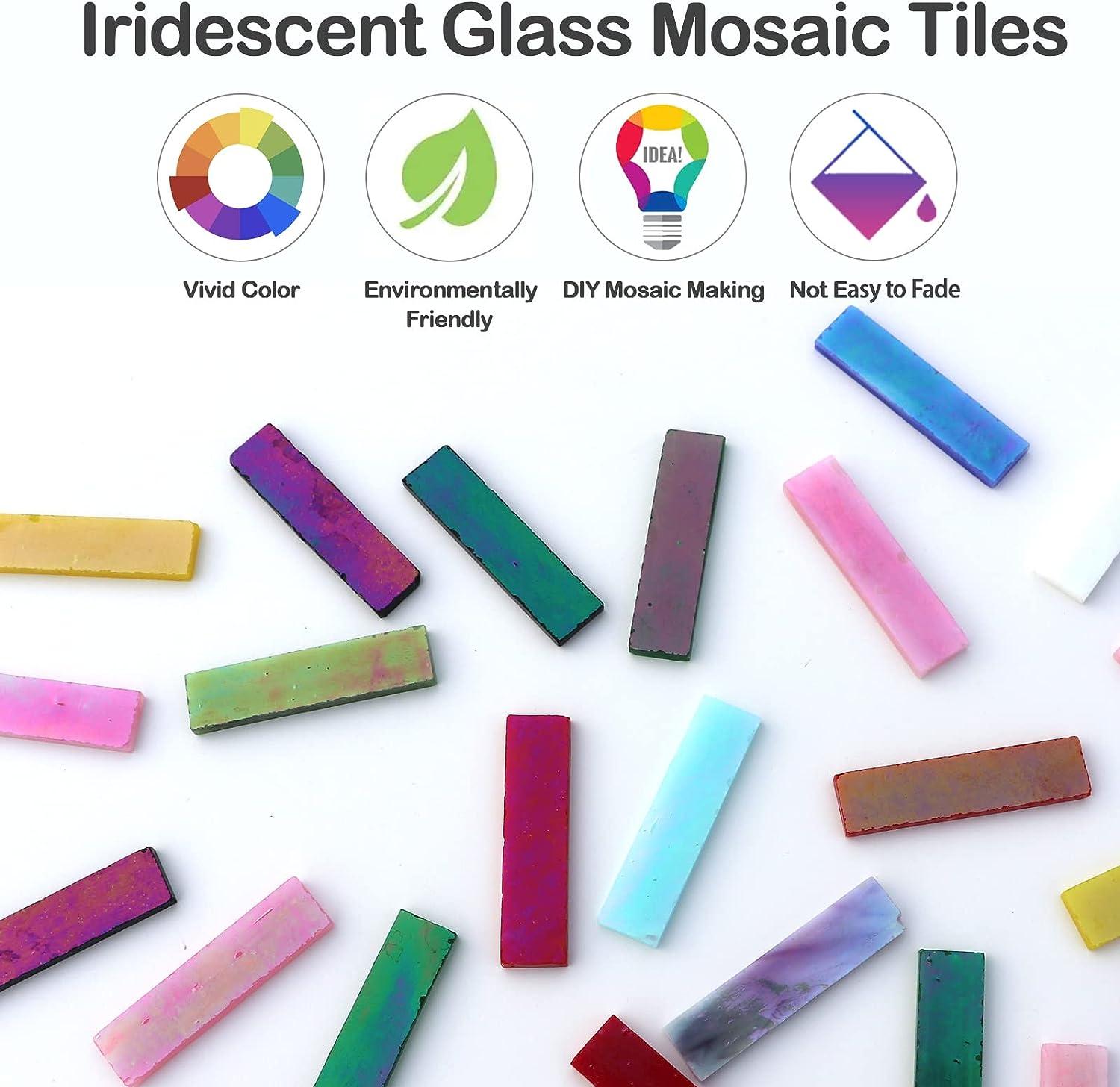 LITMIND Iridescent Glass Mosaic Tiles for Crafts 240 Pieces 5 Shapes Mixed  Stained Glass Sheets Mosaic Kits for Adults (Iridescent Black)