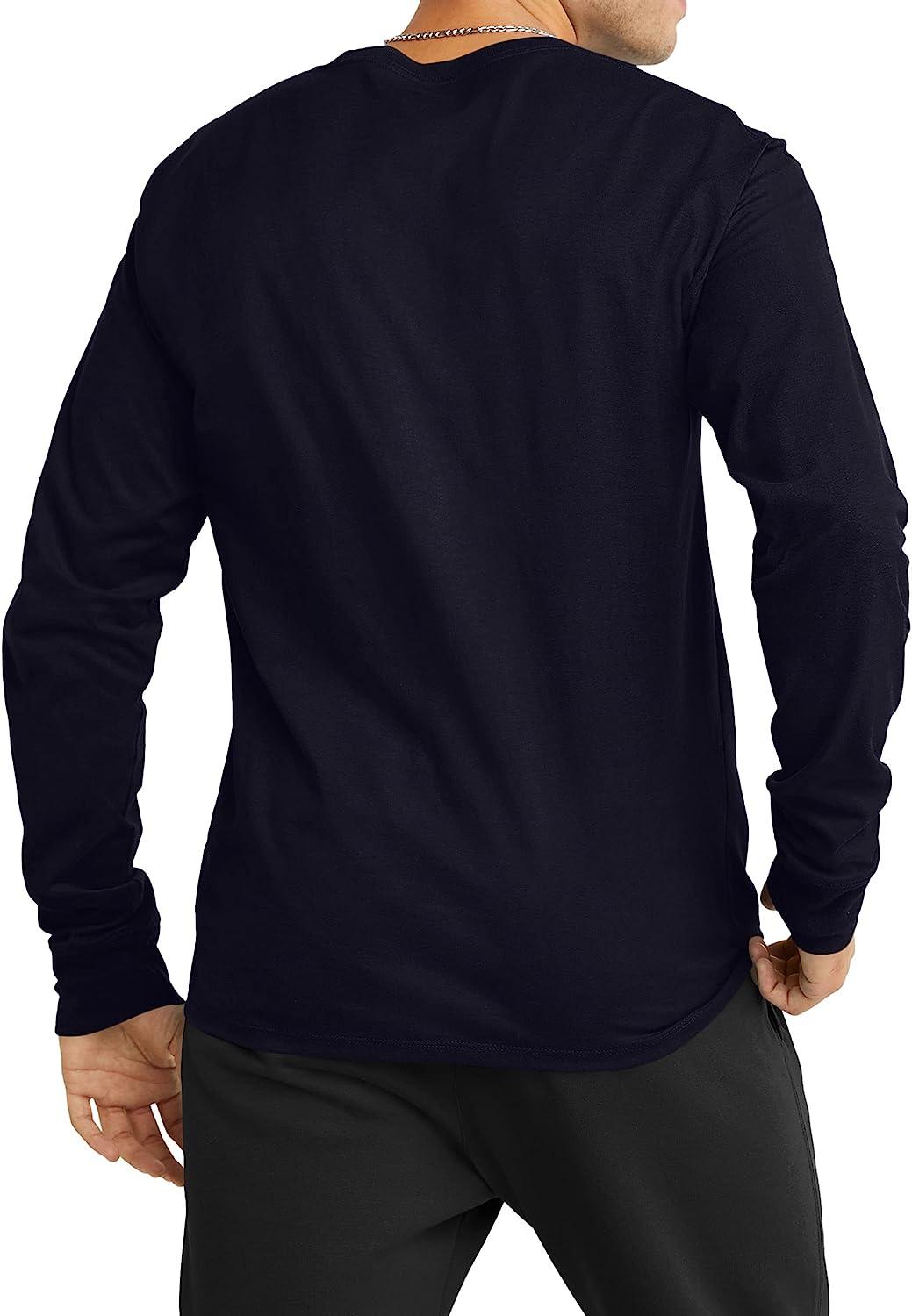 Champion Men\'s Long Sleeve Black Long Shirt, Shirts T Men Crewneck T Shirt, Long Sleeve Sleeve Large for