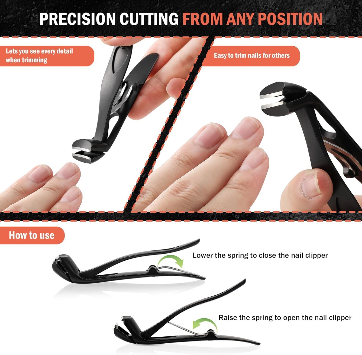 BEZOX Angled Head Nail Clippers for Seniors Ergonomic Toenail Clipper